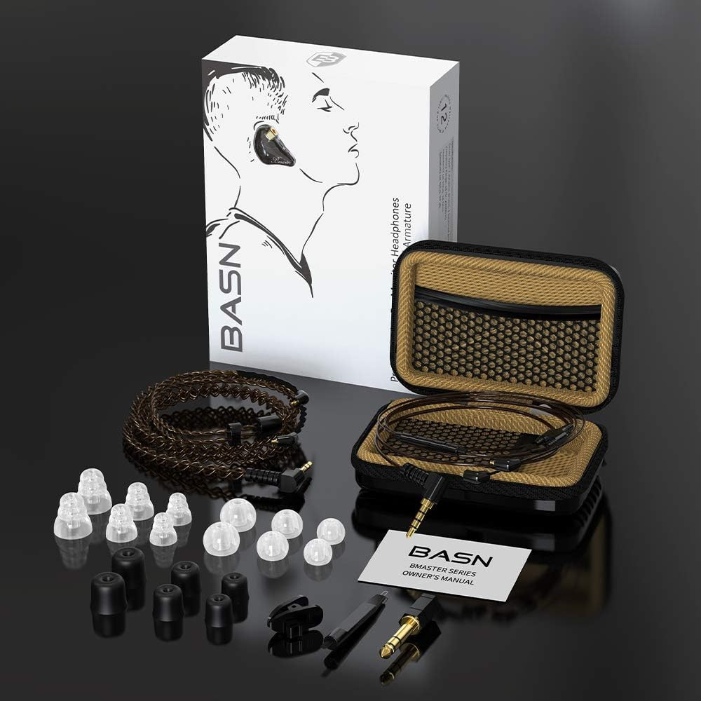 Triple Driver in Ear Monitors Bmaster In-Ear Headphones with Silver-Plated MMCX
