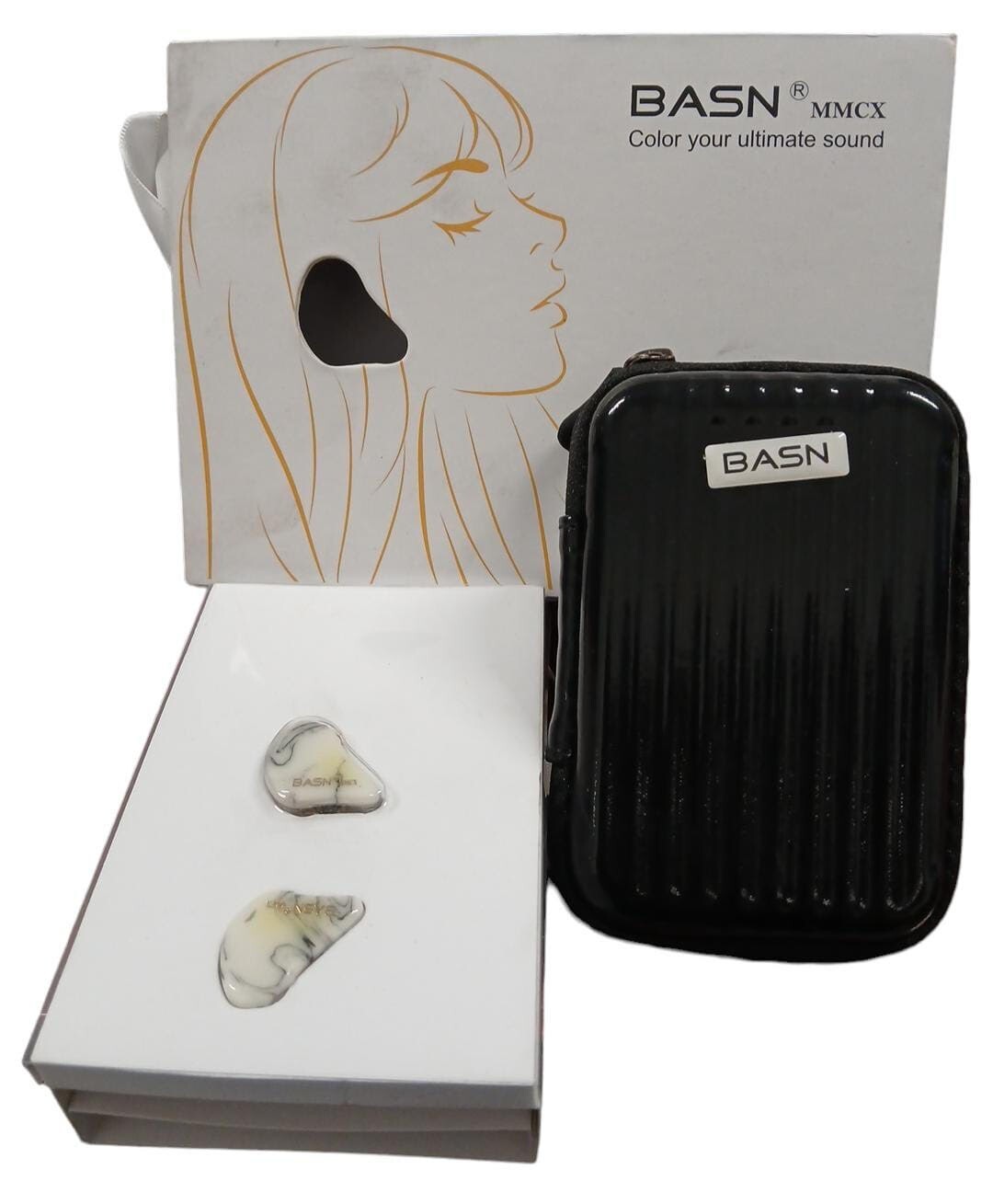 BASN Professional in Ear Monitor Headphones (Clear Black) W/ Case