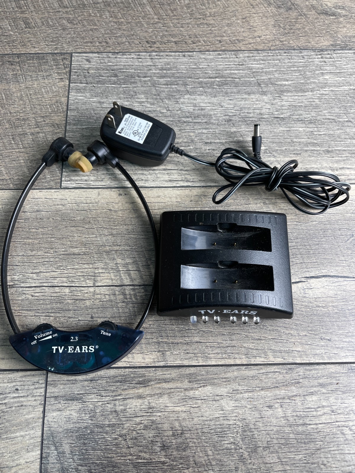 TV Ears 10321 Wireless Headset Black Adjustable with Charging Dock & Adapter