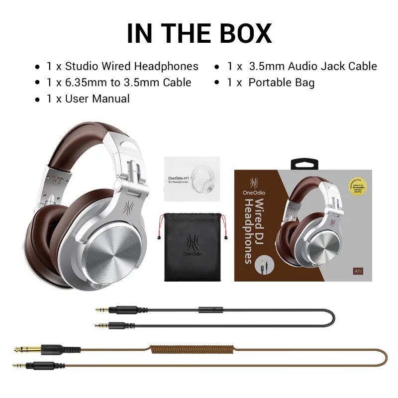 Oneodio A71 Studio Headphones DJ Monitor Gaming 40mm Drivers Dual Cable 32Ω