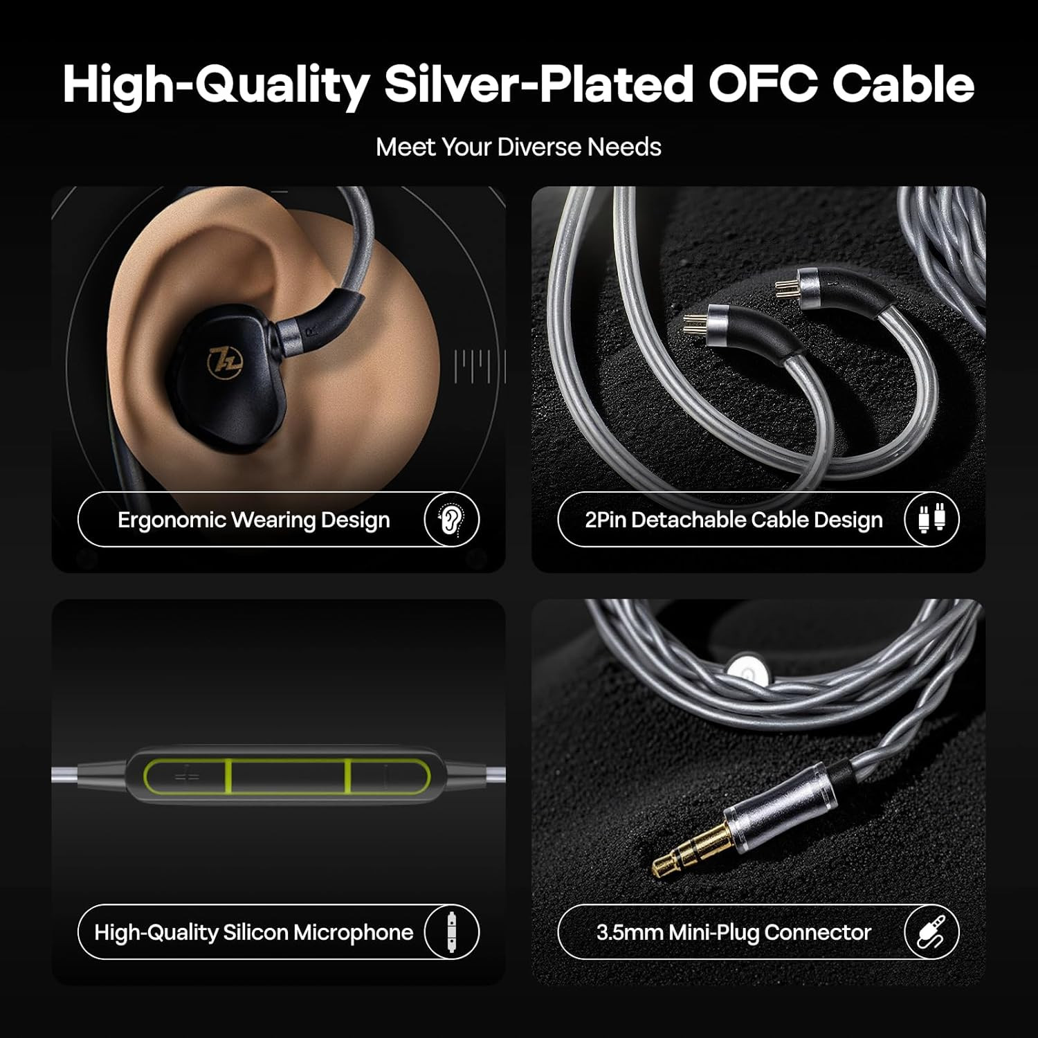 Linsoul 7HZ G1 in-Ear Monitor, 10mm DLC Diaphragm Dynamic Driver IEM Earphone, W
