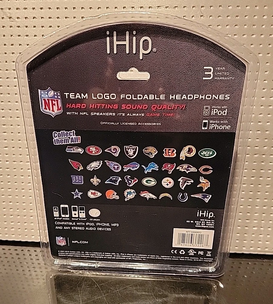 NFL Football NEW YORK JETS iHip Headphones New Old Stock Fast Shipping From 2010