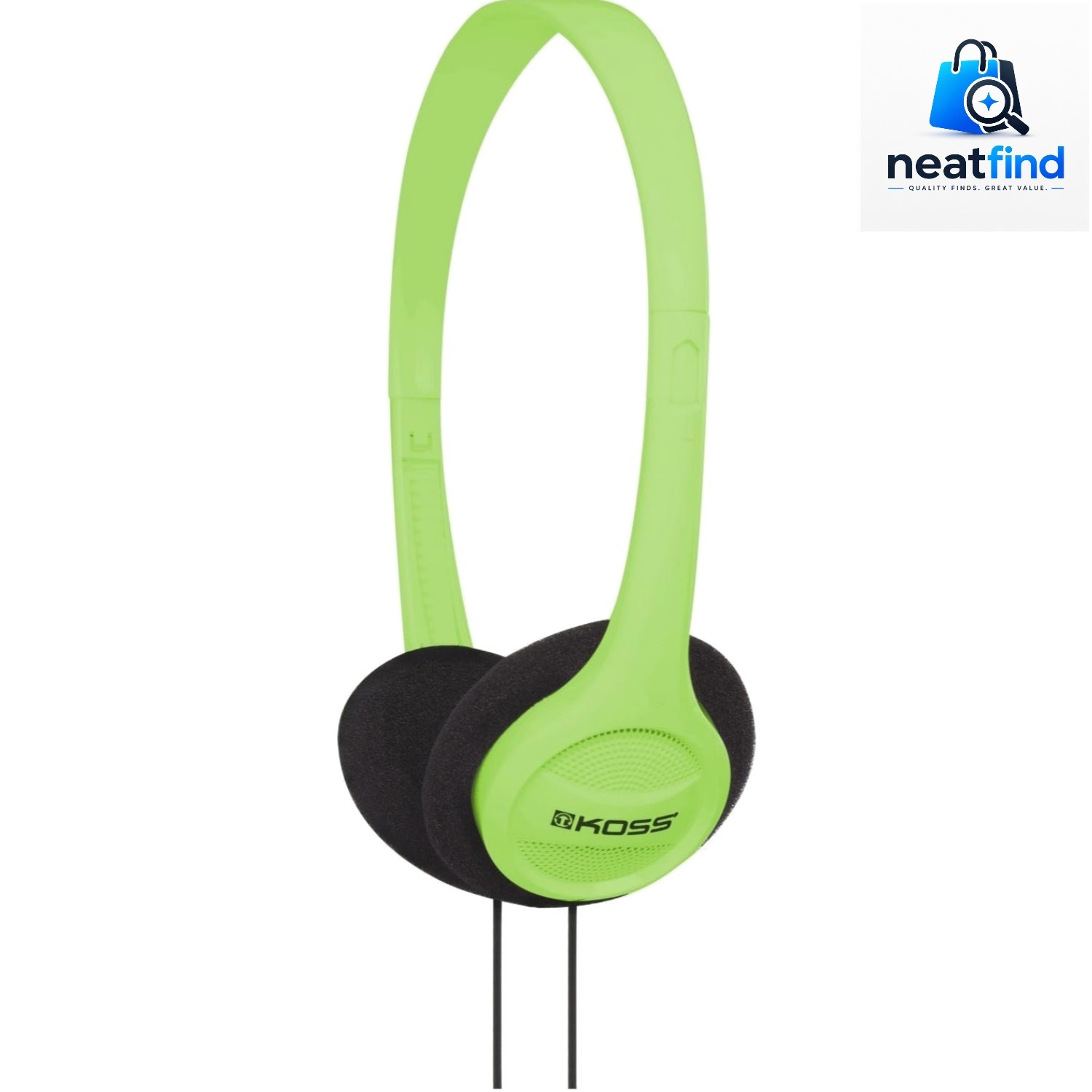 Portable On-Ear Headphone with Adjustable Headband – Green, 8.7 x 6.2 x 2.0