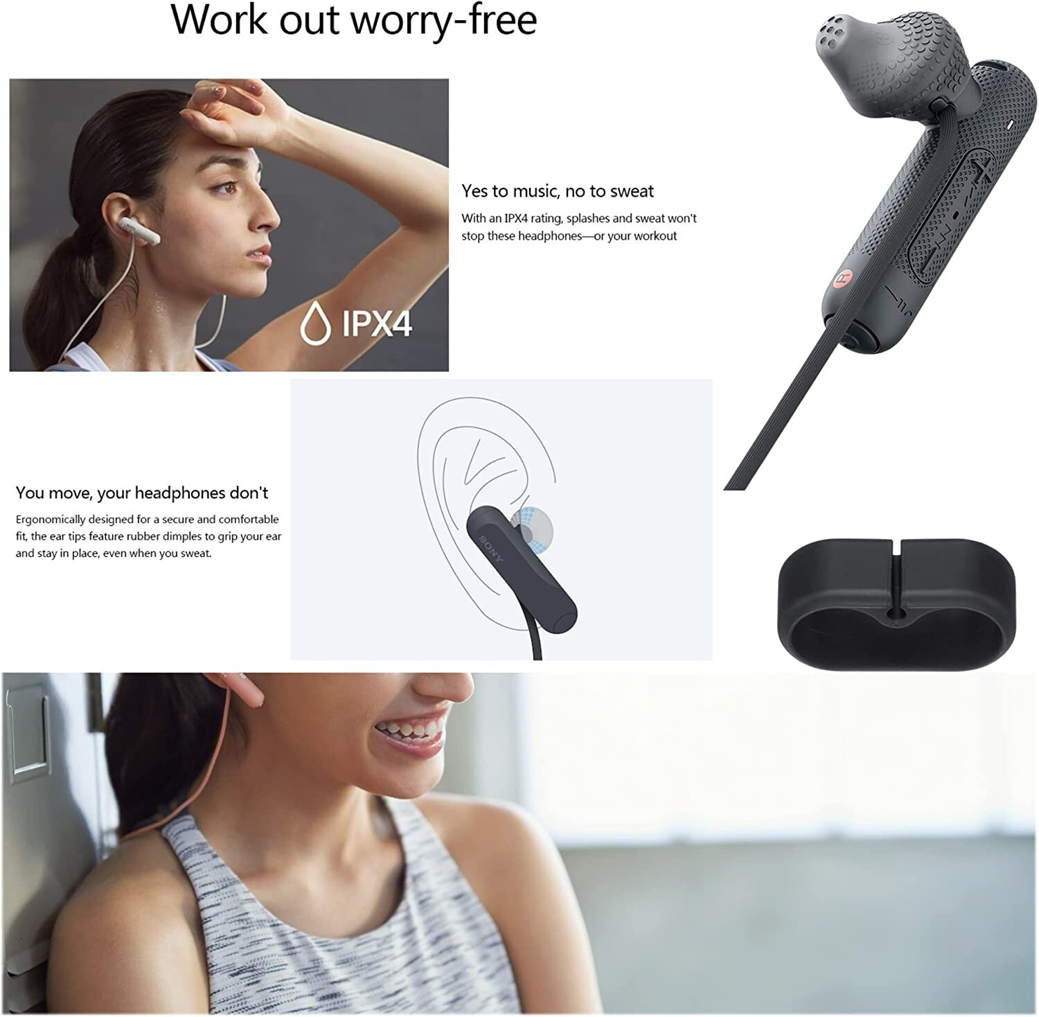 Sony Extra Bass Bluetooth Headphones. Wireless Sports Earbuds with Mic. WISP500