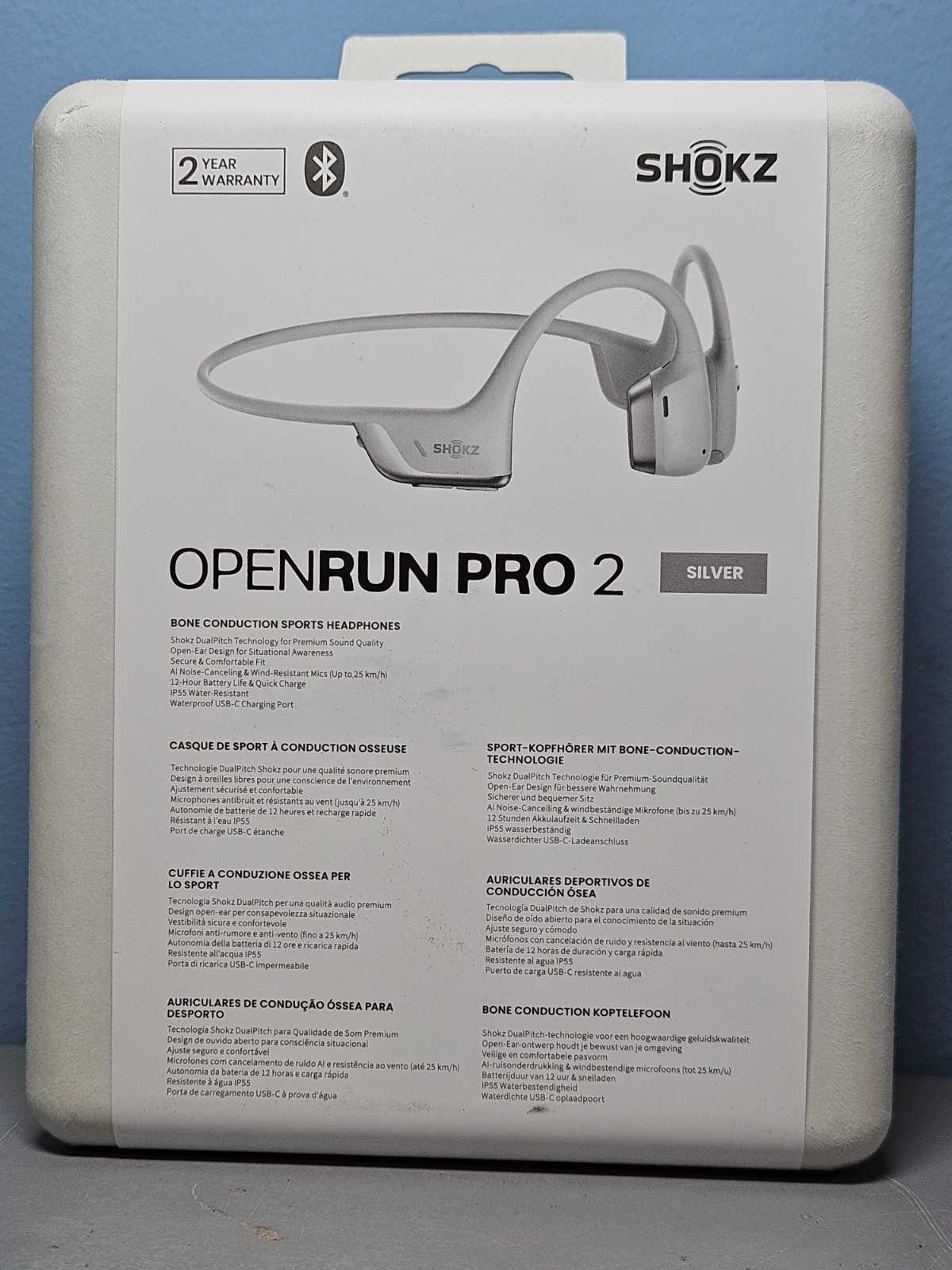 Shokz Openrun Pro 2 Bone Conduction Sports Headphones Silver – New & Sealed