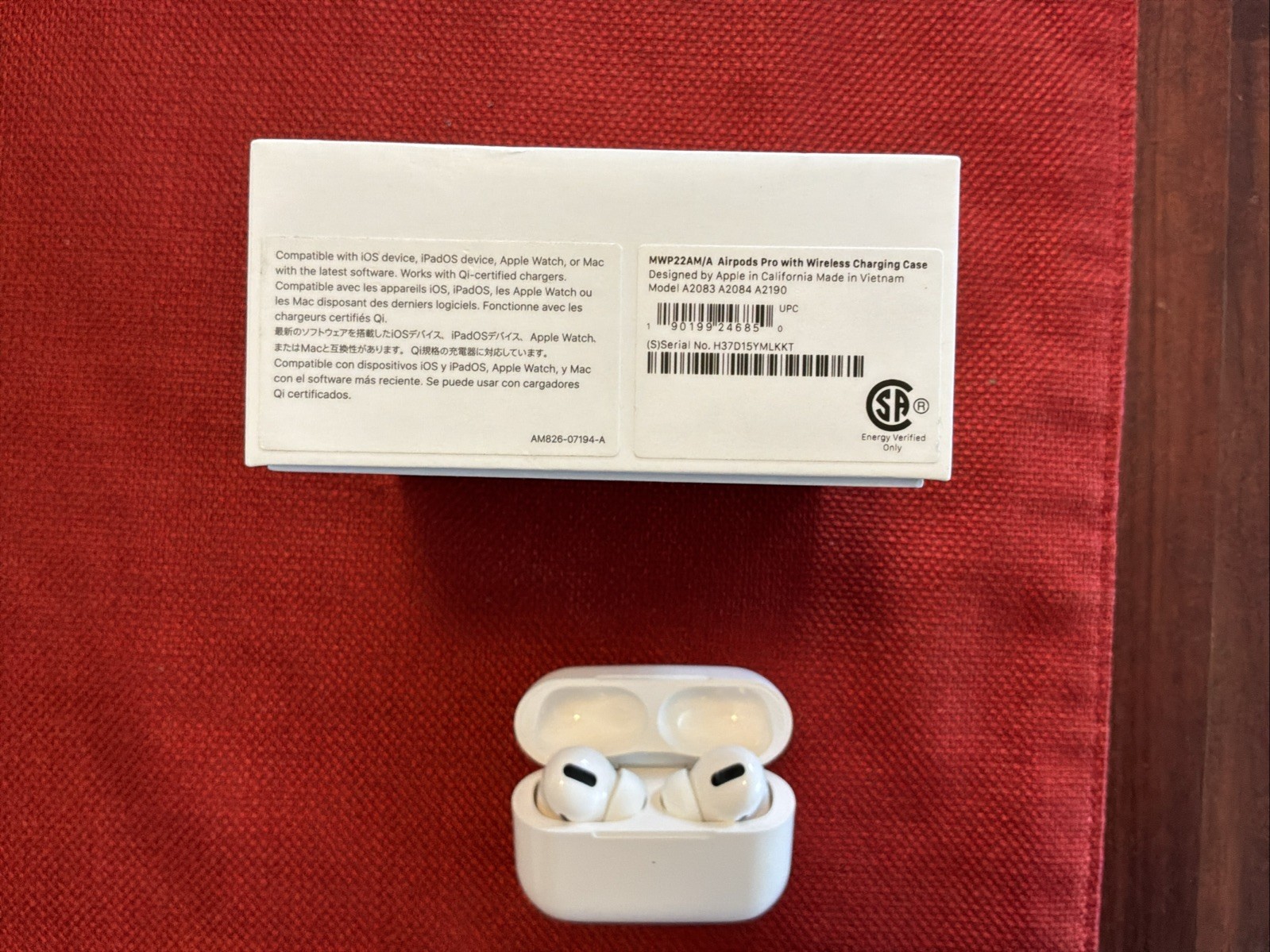 Apple AirPods Pro 1st Gen Wireless Earbuds with Box And Charging Case FOR PARTS