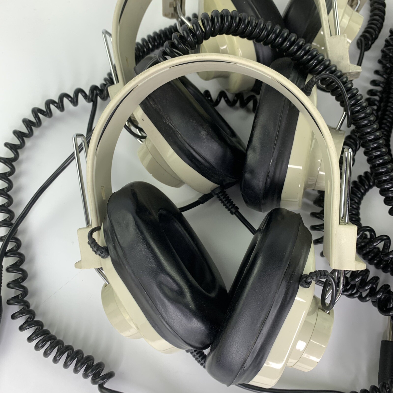 6 x Califone 2924AV-P Beige Mono Headphones 6’ coiled cord and 1/4″ Plug