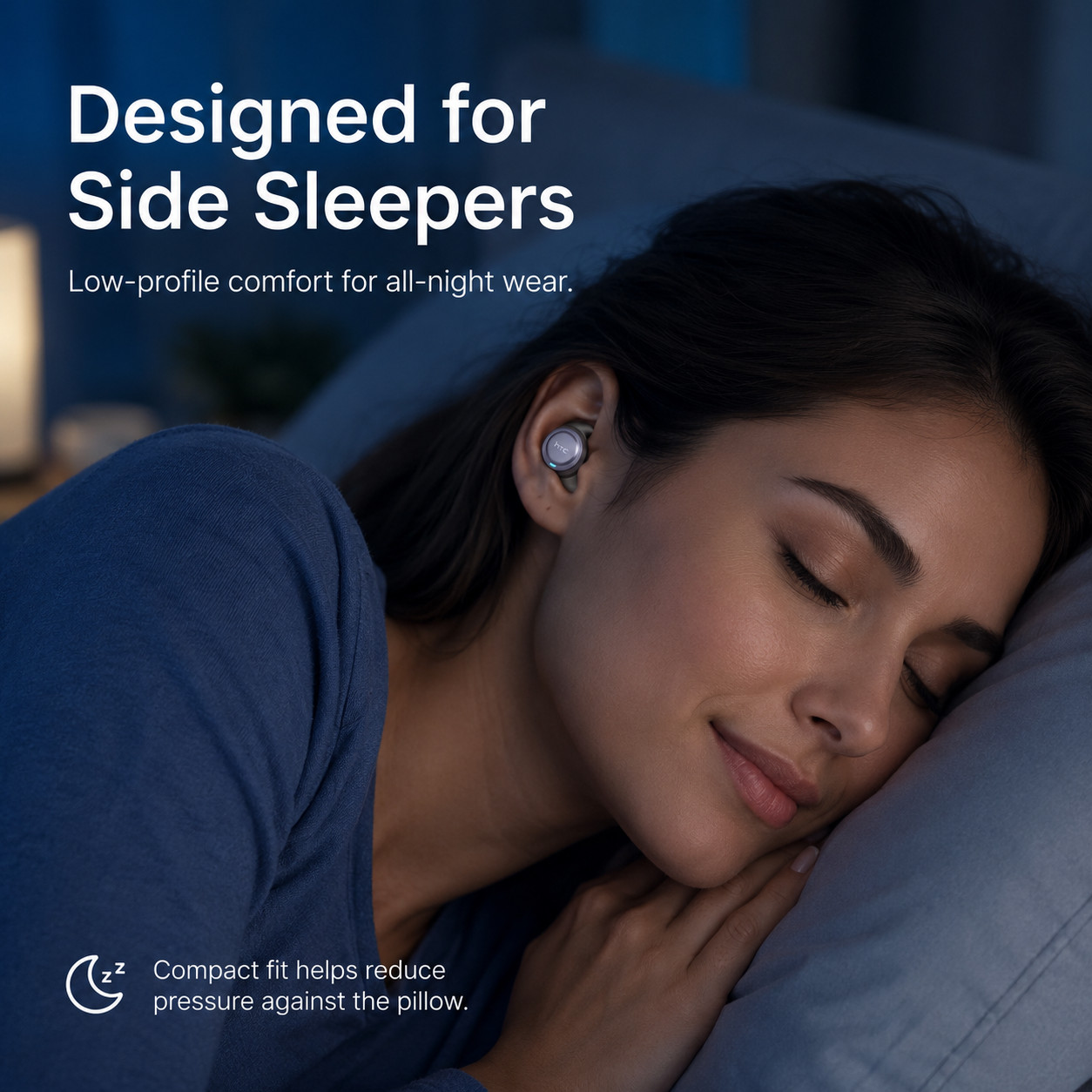 HTC NE96 Mini Sleep Earbuds Bluetooth 6.0 Side Sleeper LED Case IPX5