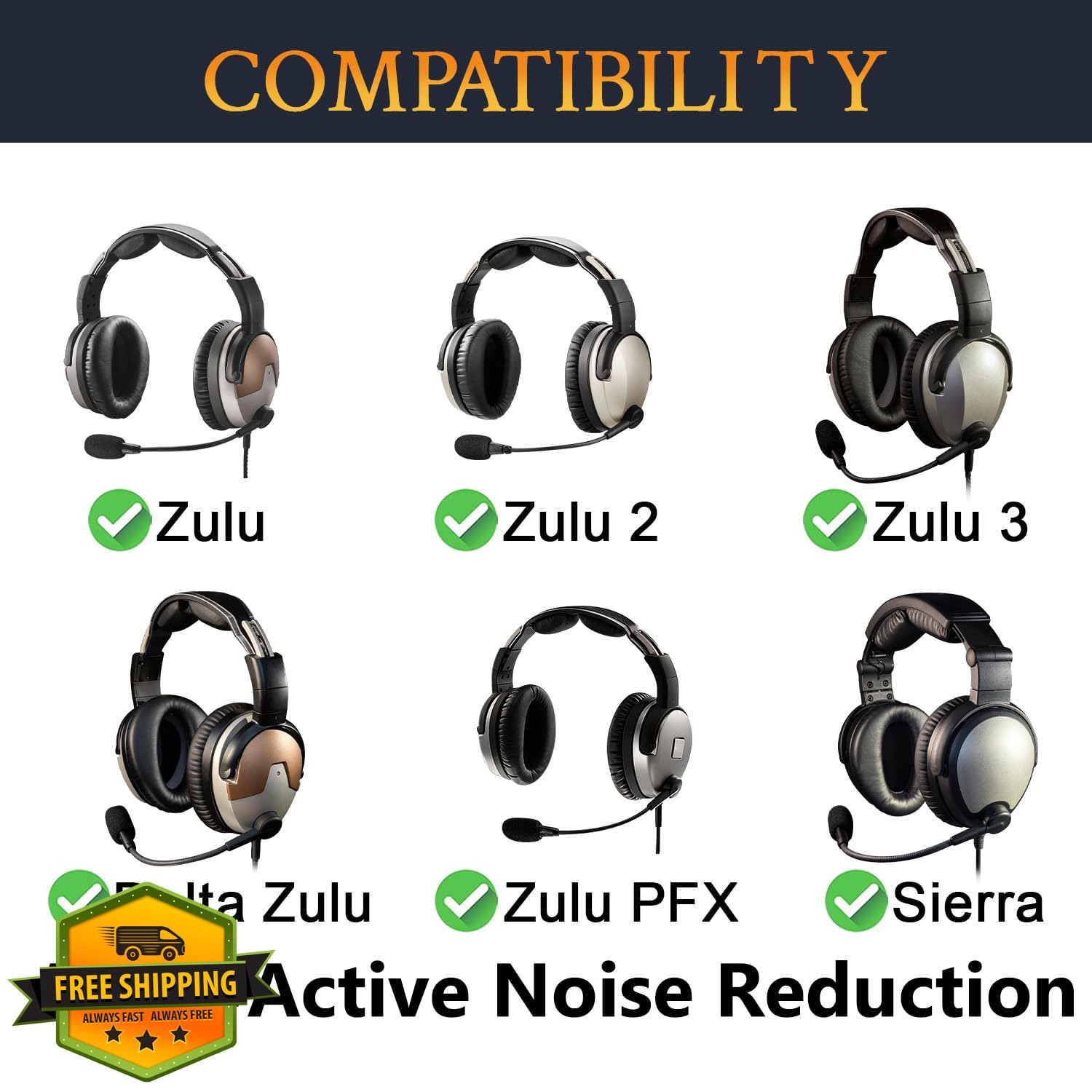 SOULWIT Zulu Aviation Headset Earpads Protein Leather Noise Isolation Black