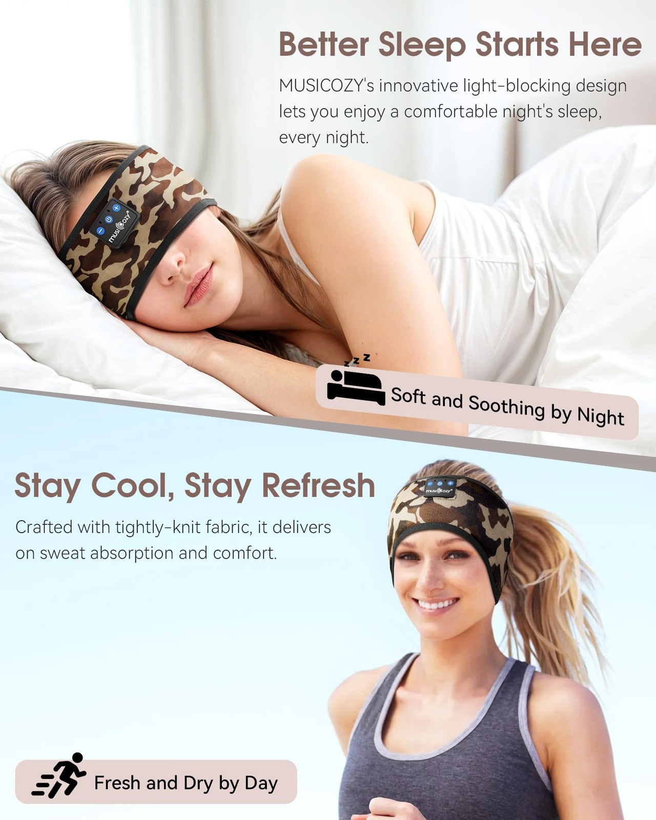 Sleep Headphones Bluetooth 5.4 Headband, Sports Wireless Earphones Sweat Resi…