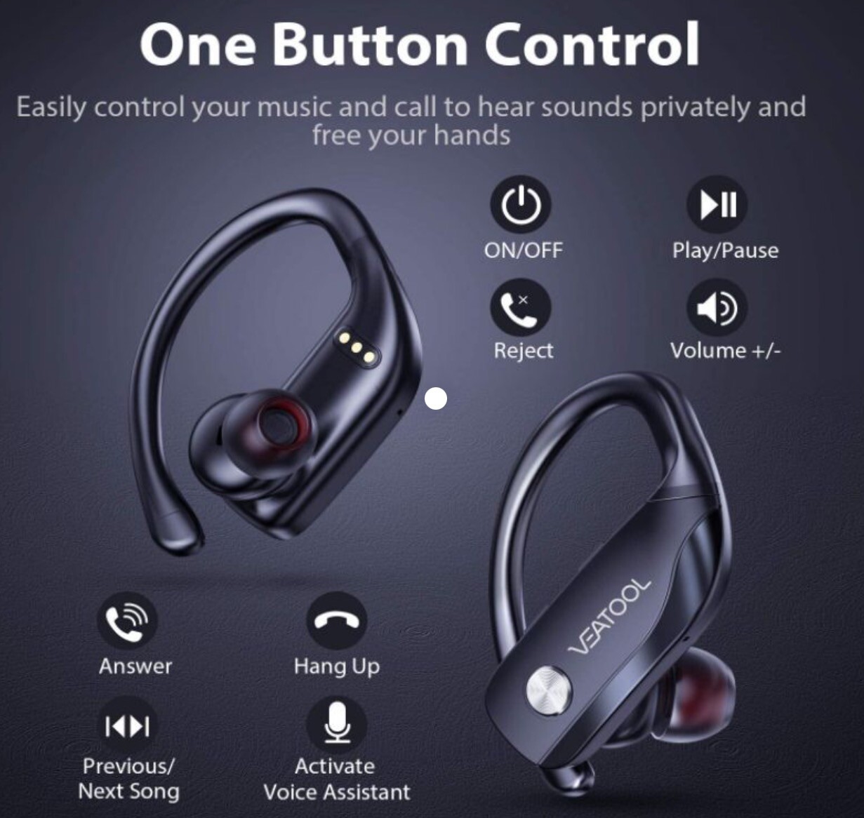 Veatool T16 True Wireless Earbuds 5.0 Hifi Dual LED Sport Bluetooth Charging Cas
