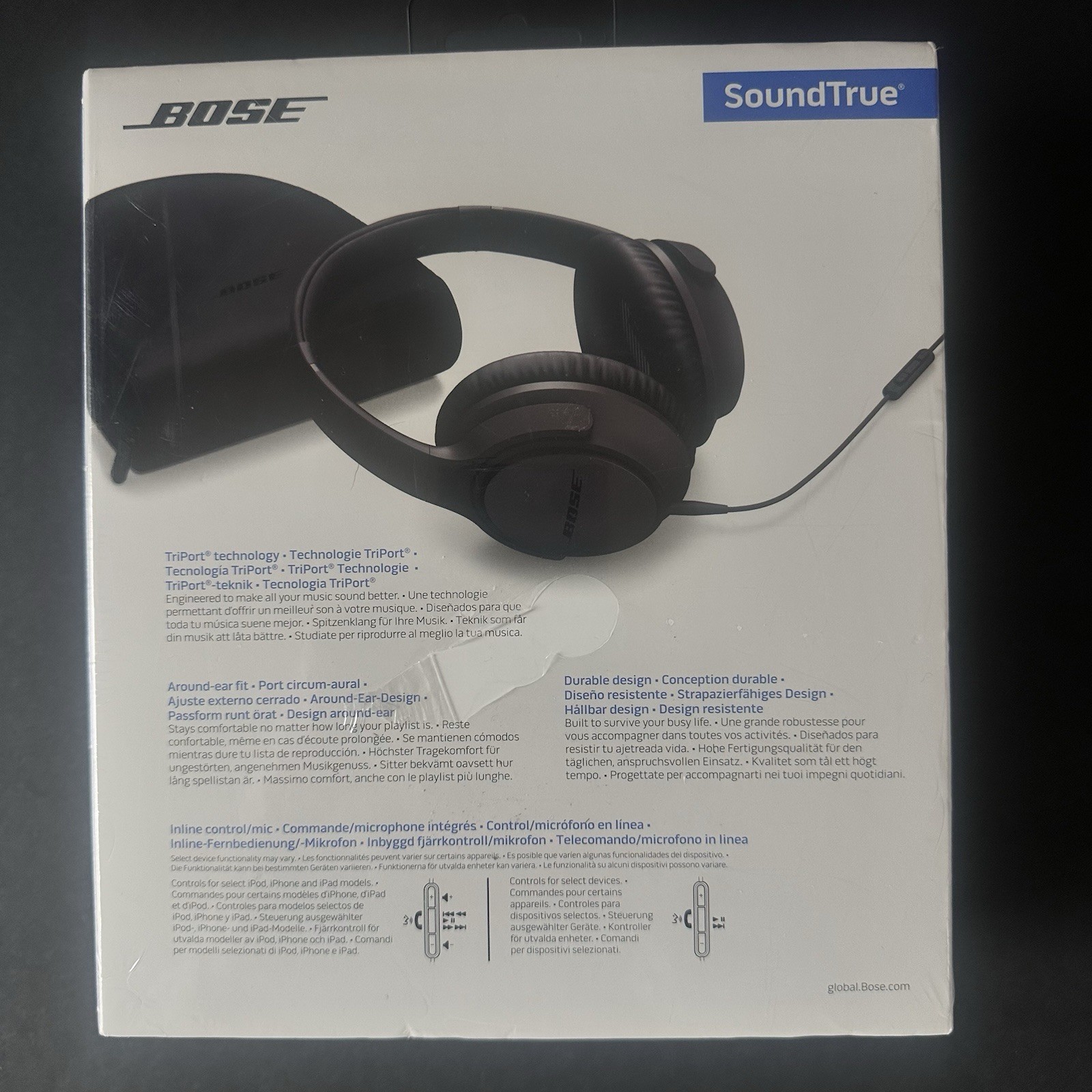 Bose SoundTrue Around-Ear II Headphones Headset Apple Devices Charcoal Black NEW
