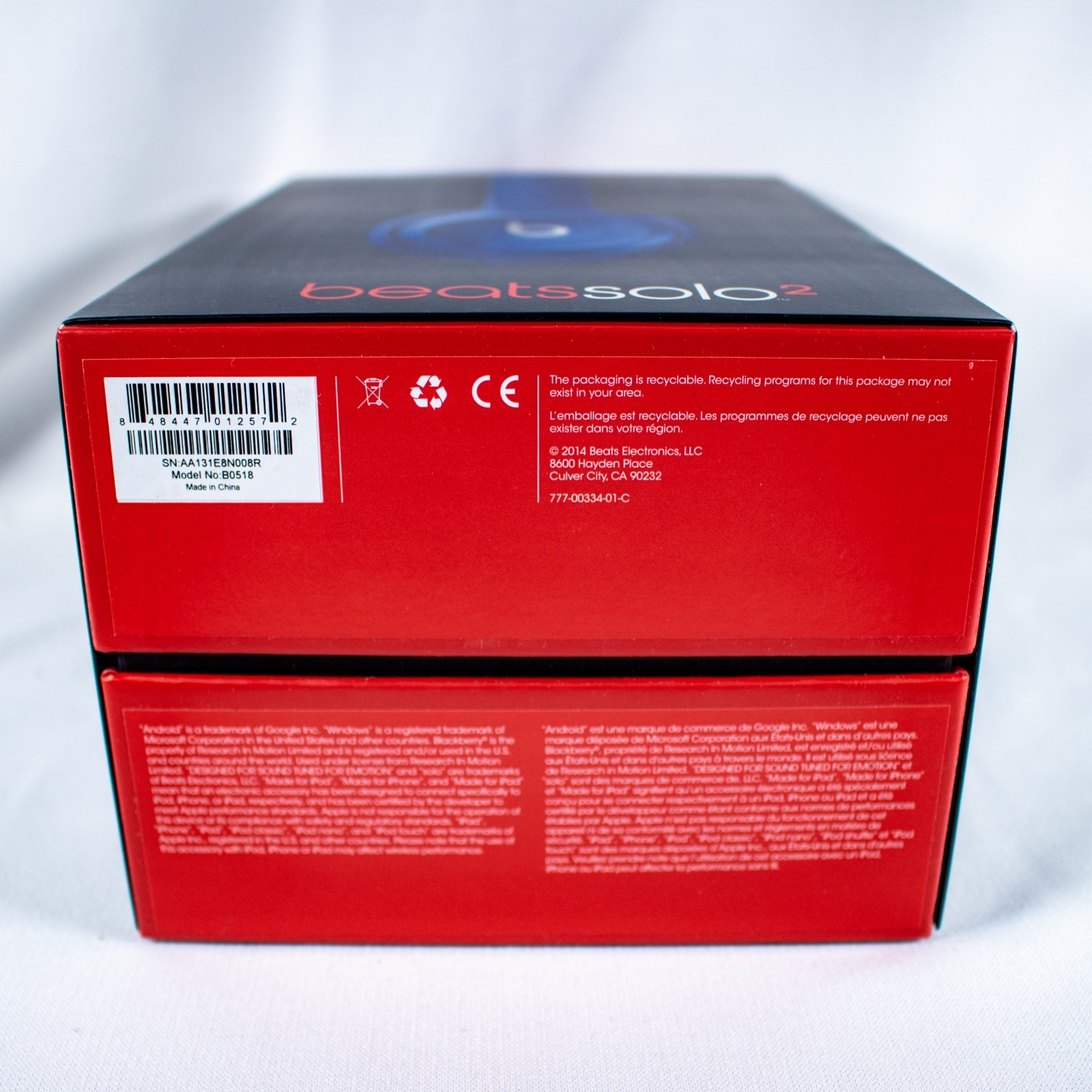 BEATS SOLO2 by Dr. Dre Solo Sapphire Blue Foldable Headphone Empty Box