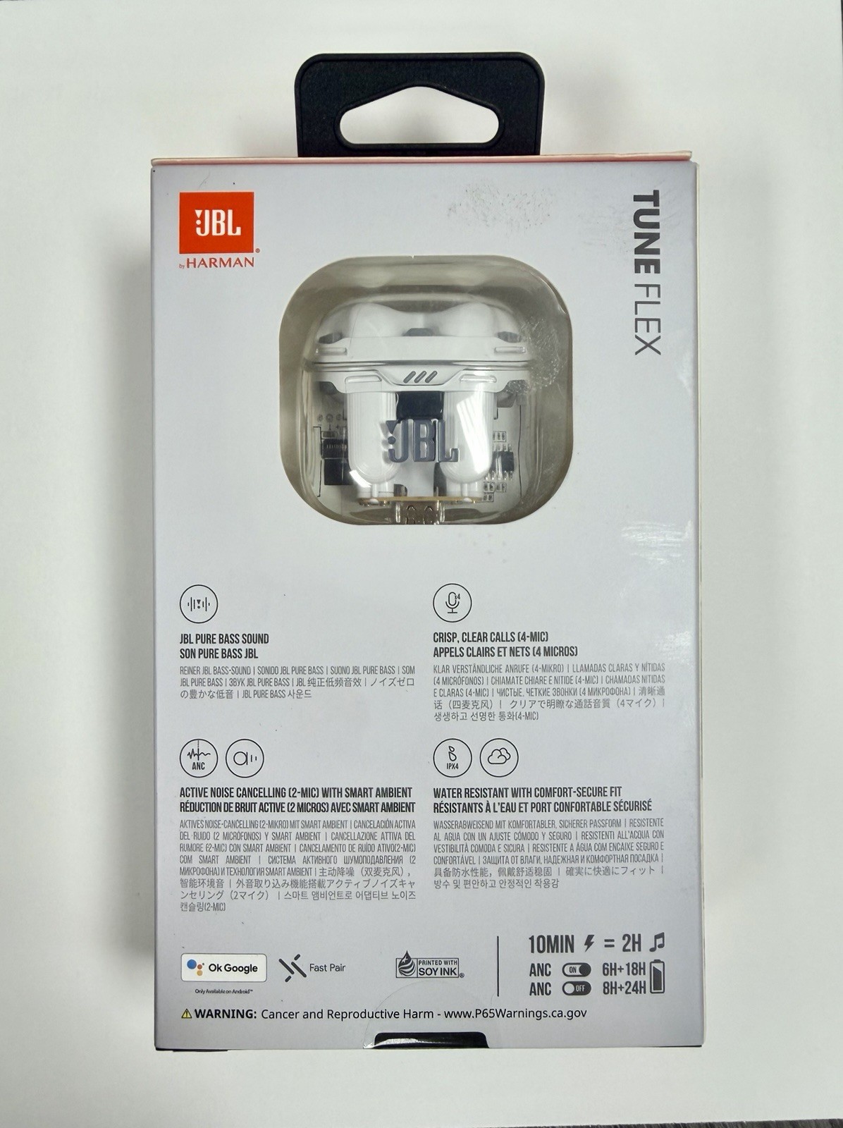 JBL Tune Flex True Wireless Bluetooth In-Ear Earbuds White/Clear ANC 5.2