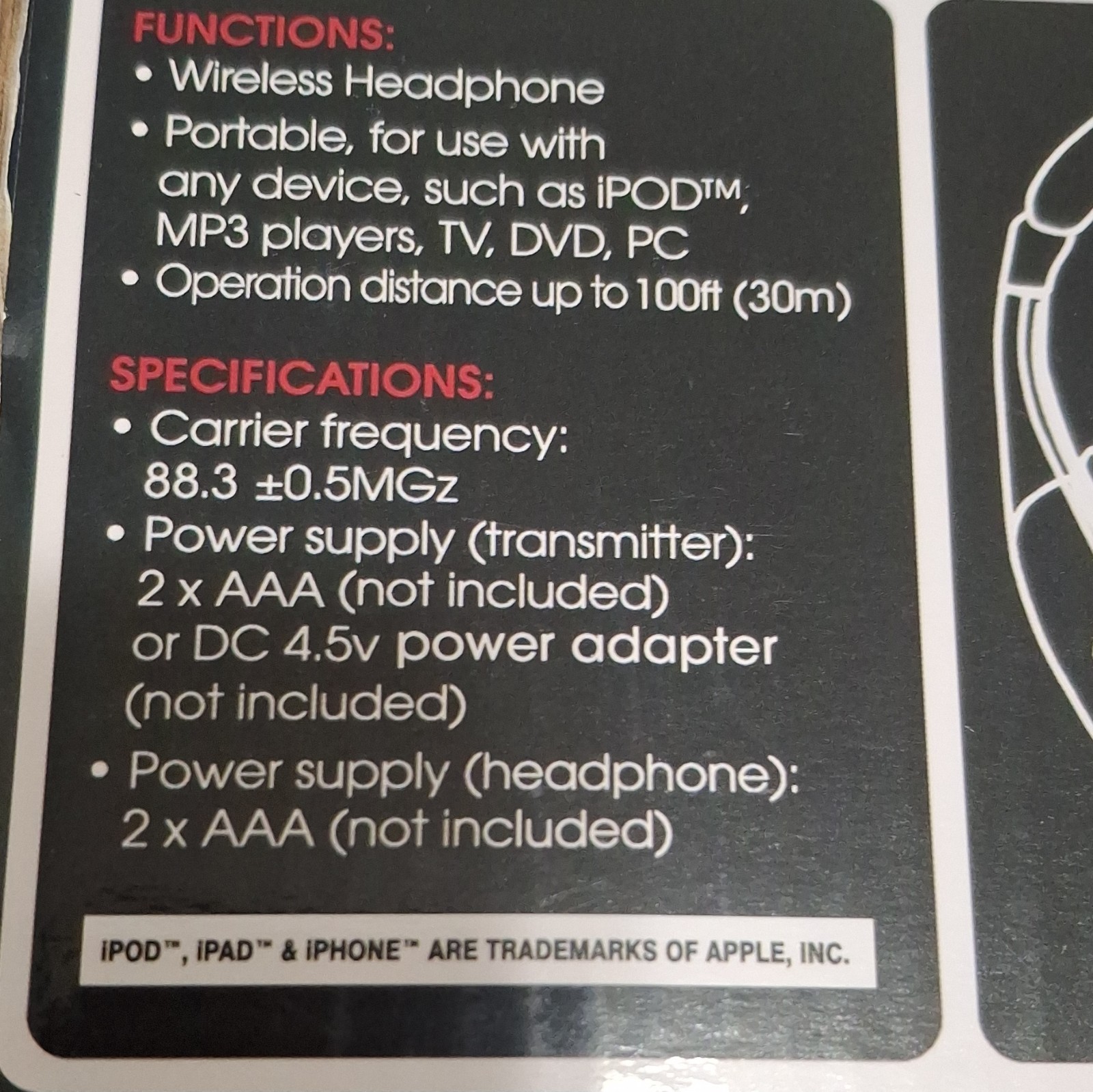 Sentry HW701 RF Wireless TV Headphones w/ FM Transmitter 100ft RCA 3.5mm