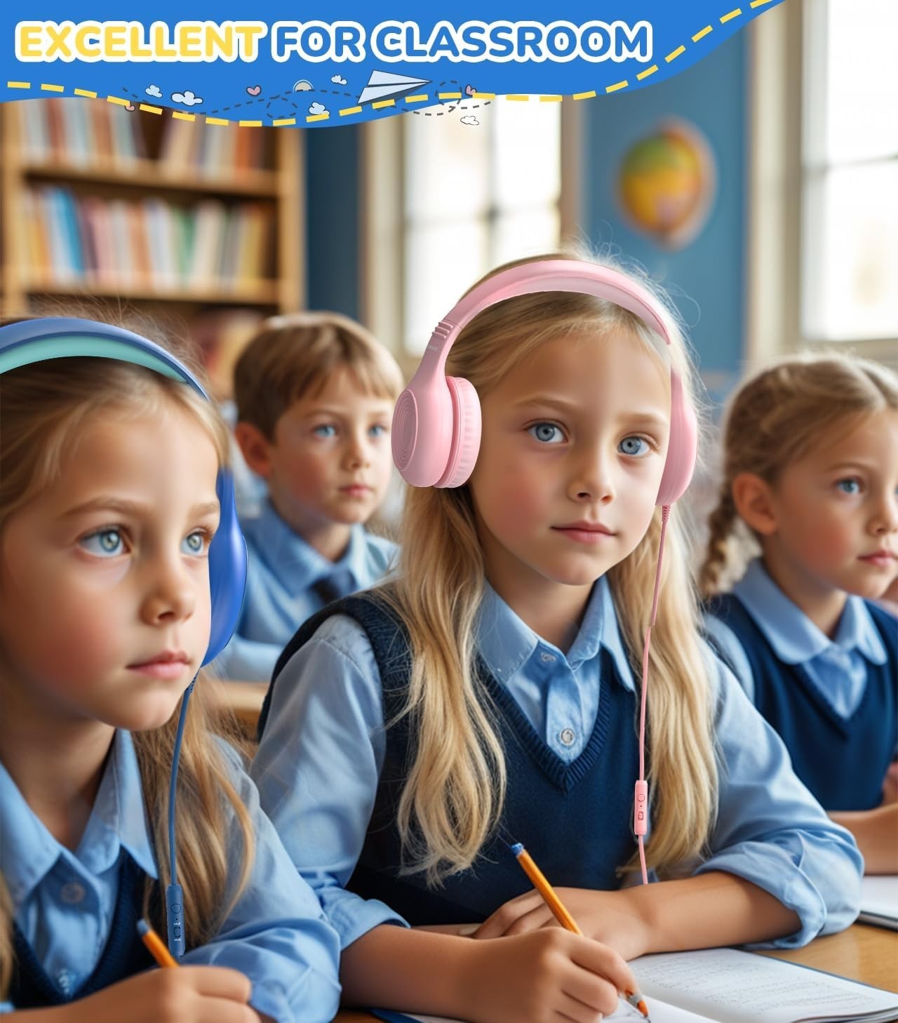 Lightweight USB-C Kids Headphones | Foldable with Microphone & Sound Isolation