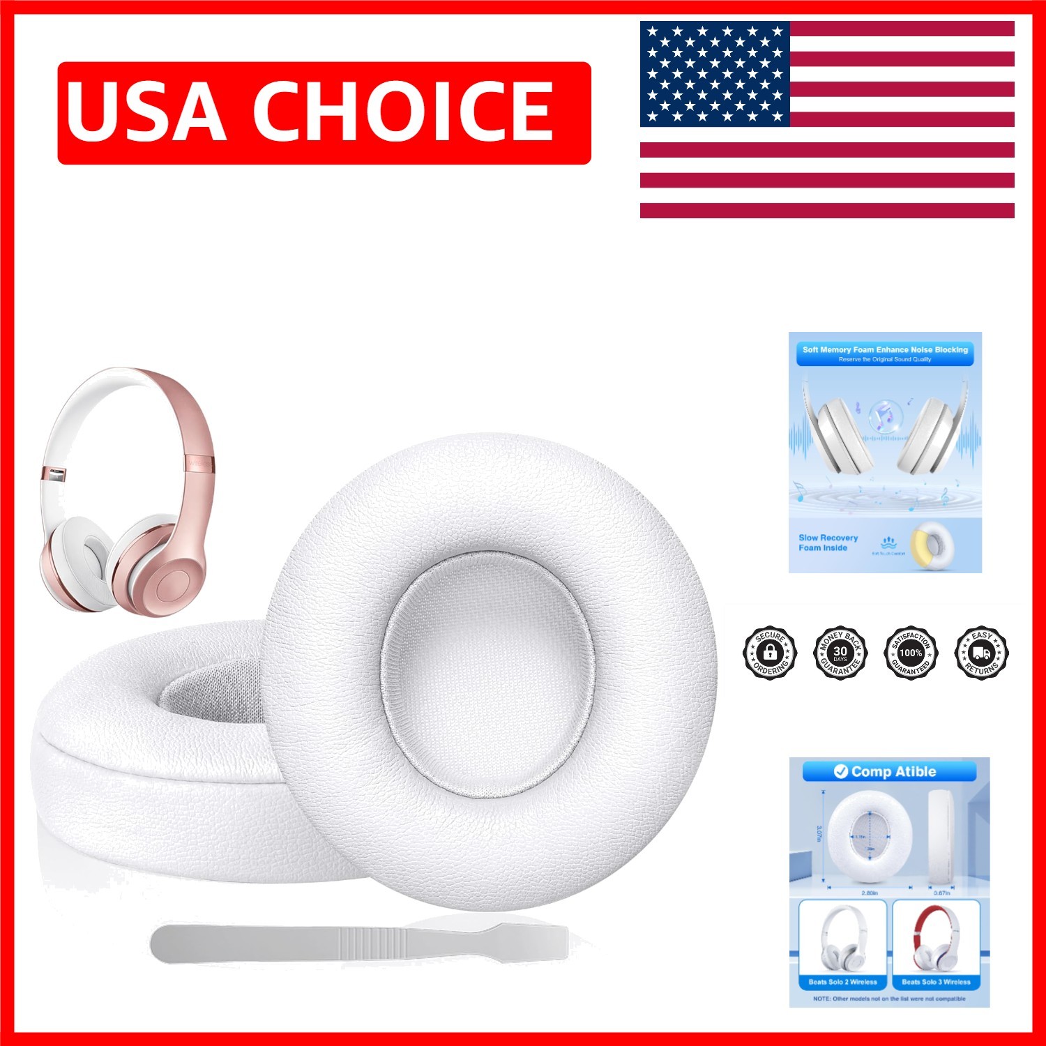Comfort and Quality Replacement Earpads for Beats Solo 2 & 3 – Easy Installation