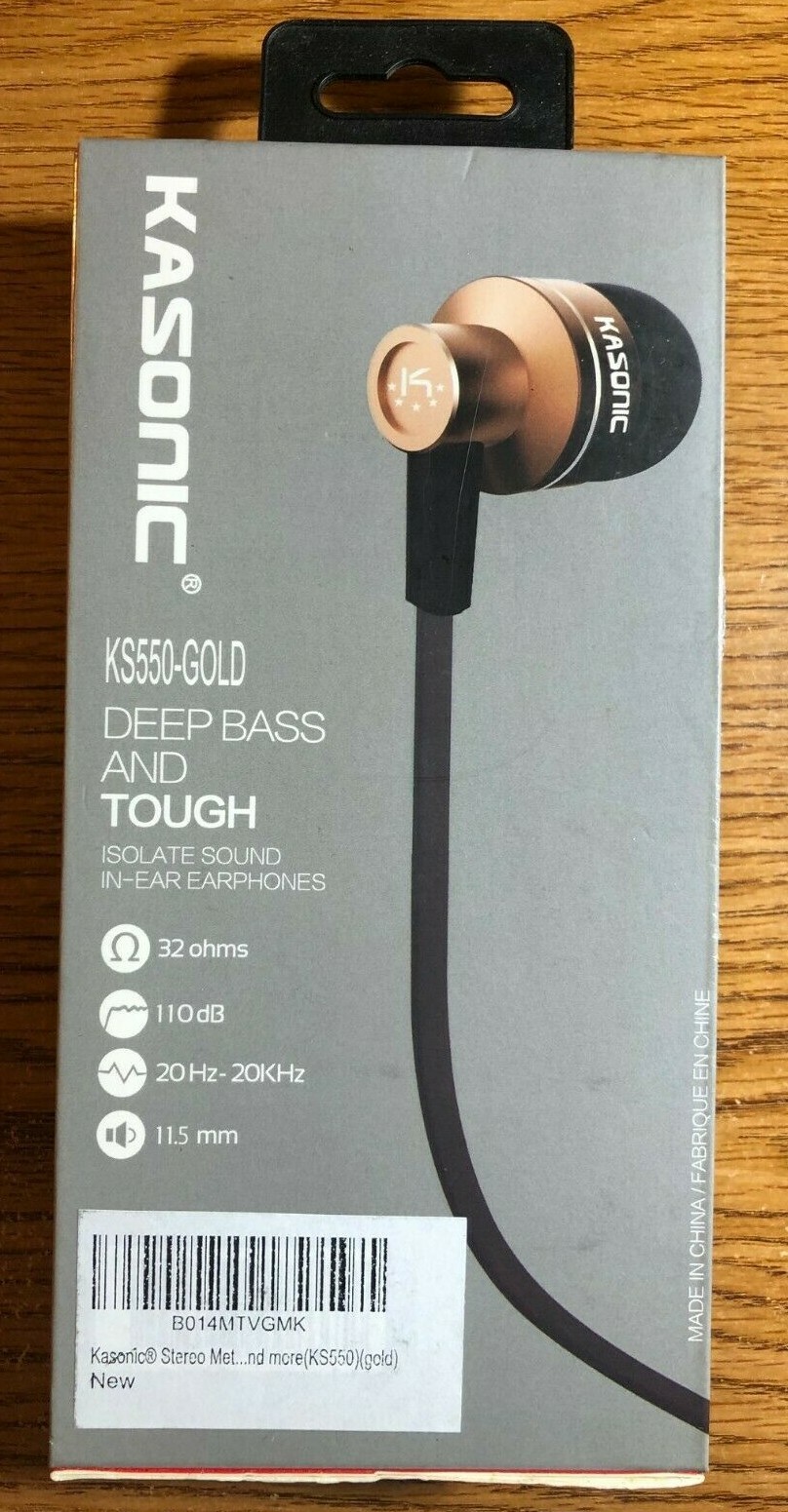 KASONIC METAL ISOLATE SOUND IN-EAR EARPHONES GOLD ANDROID and iOS NIB – Sealed