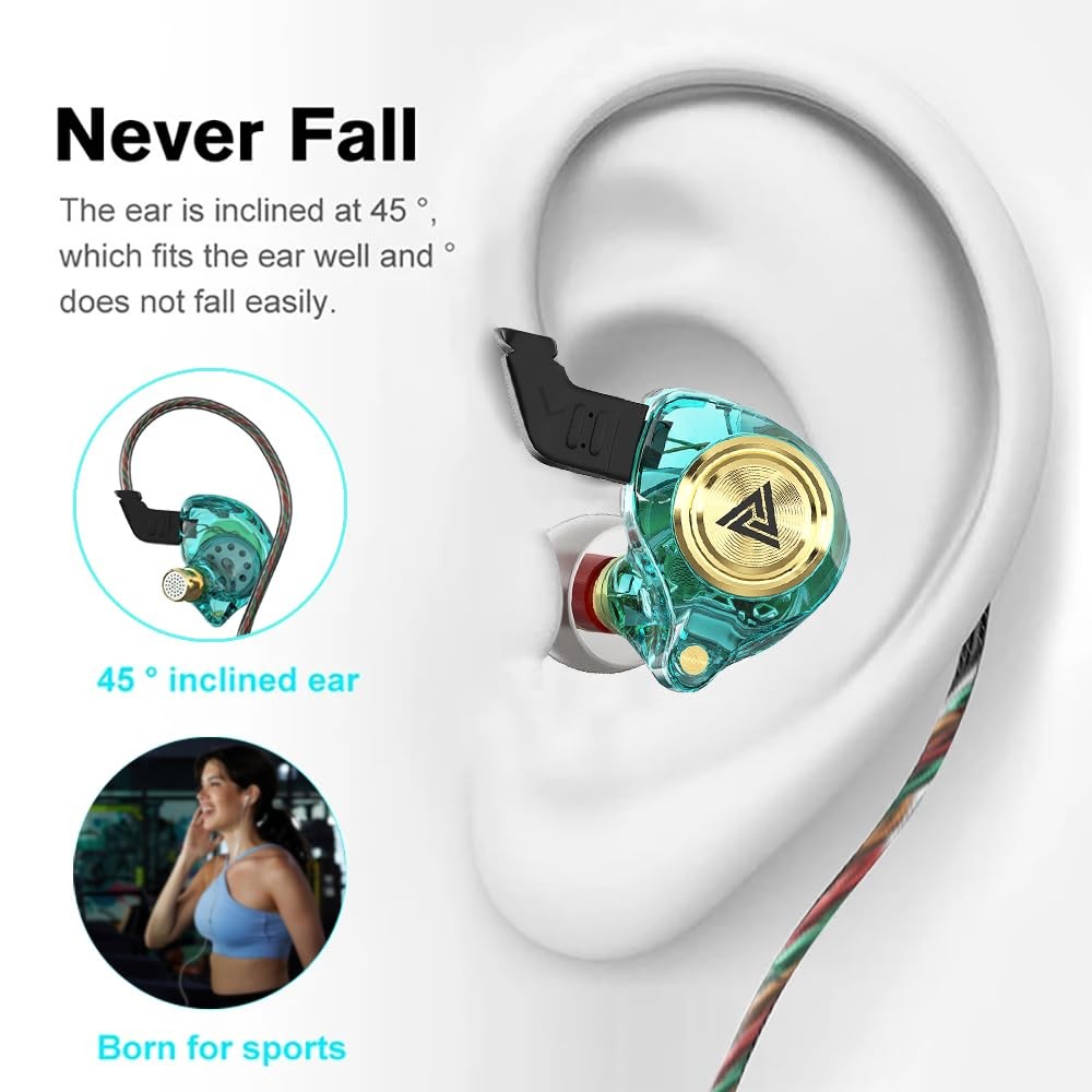 Yeabomy Wired Gaming Earbuds, Ak3file in Ear Monitors, Deep Bass Sound Green