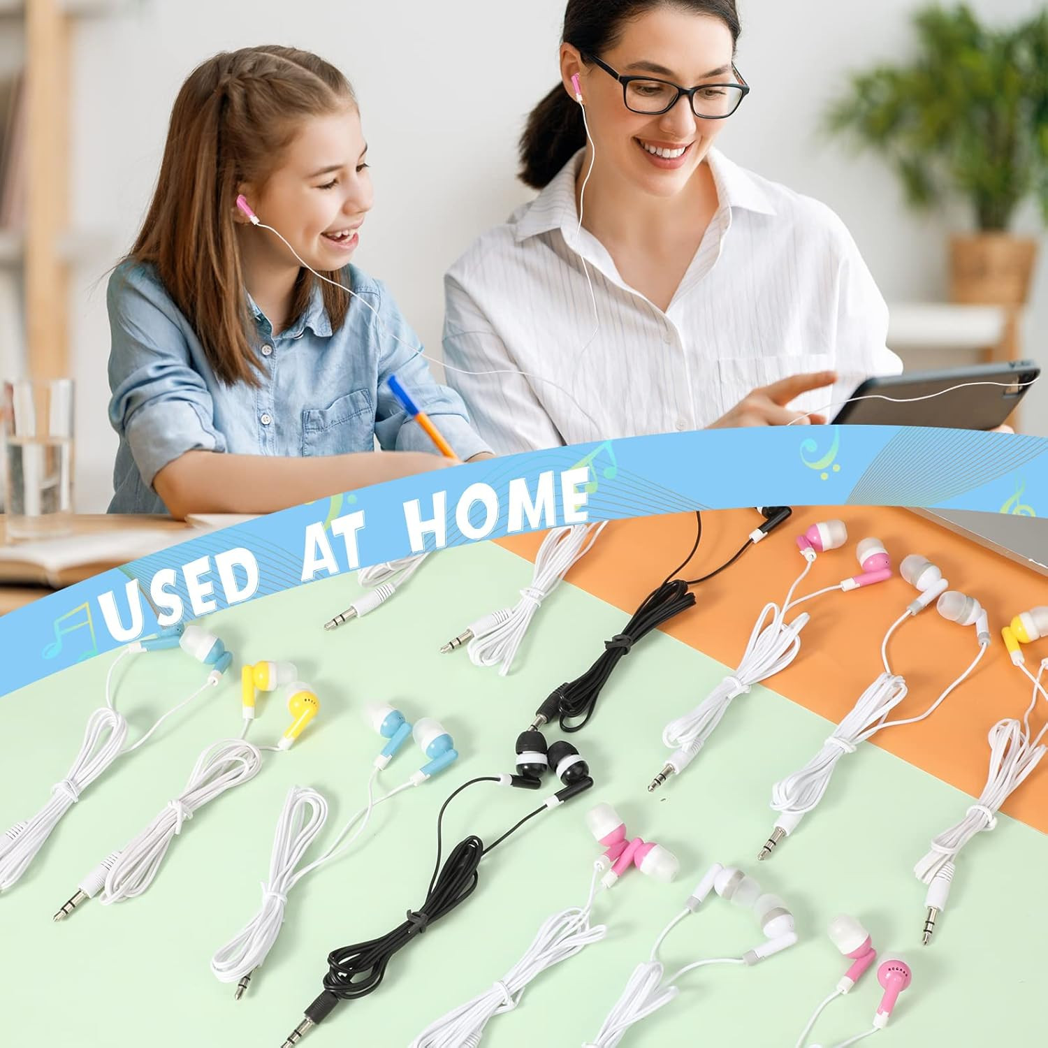 500 Colorful Earbuds for Kids & Adults – Perfect for School & Library Use