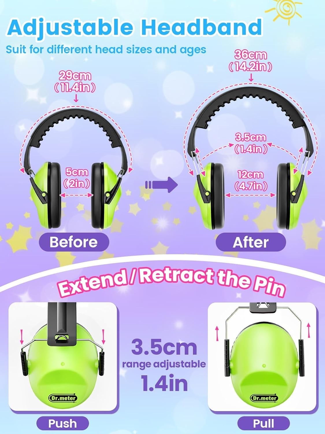 Noise Cancelling Ear Muffs Kids Adults Adjustable Hearing Protection Earmuffs