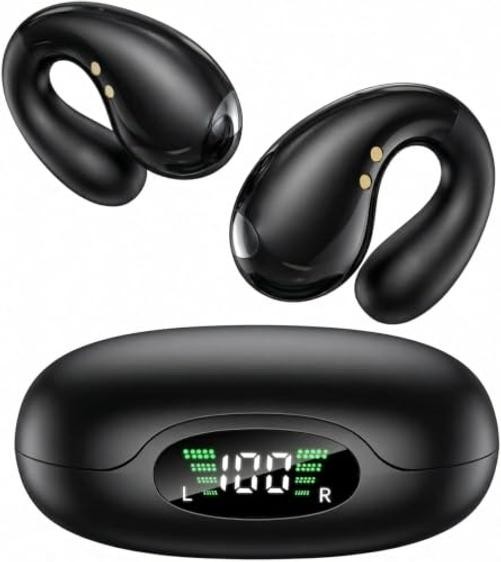 Ultra Open Ear Earbuds – Ergonomic Clip-On Earbuds, Small Bone Onyx Black