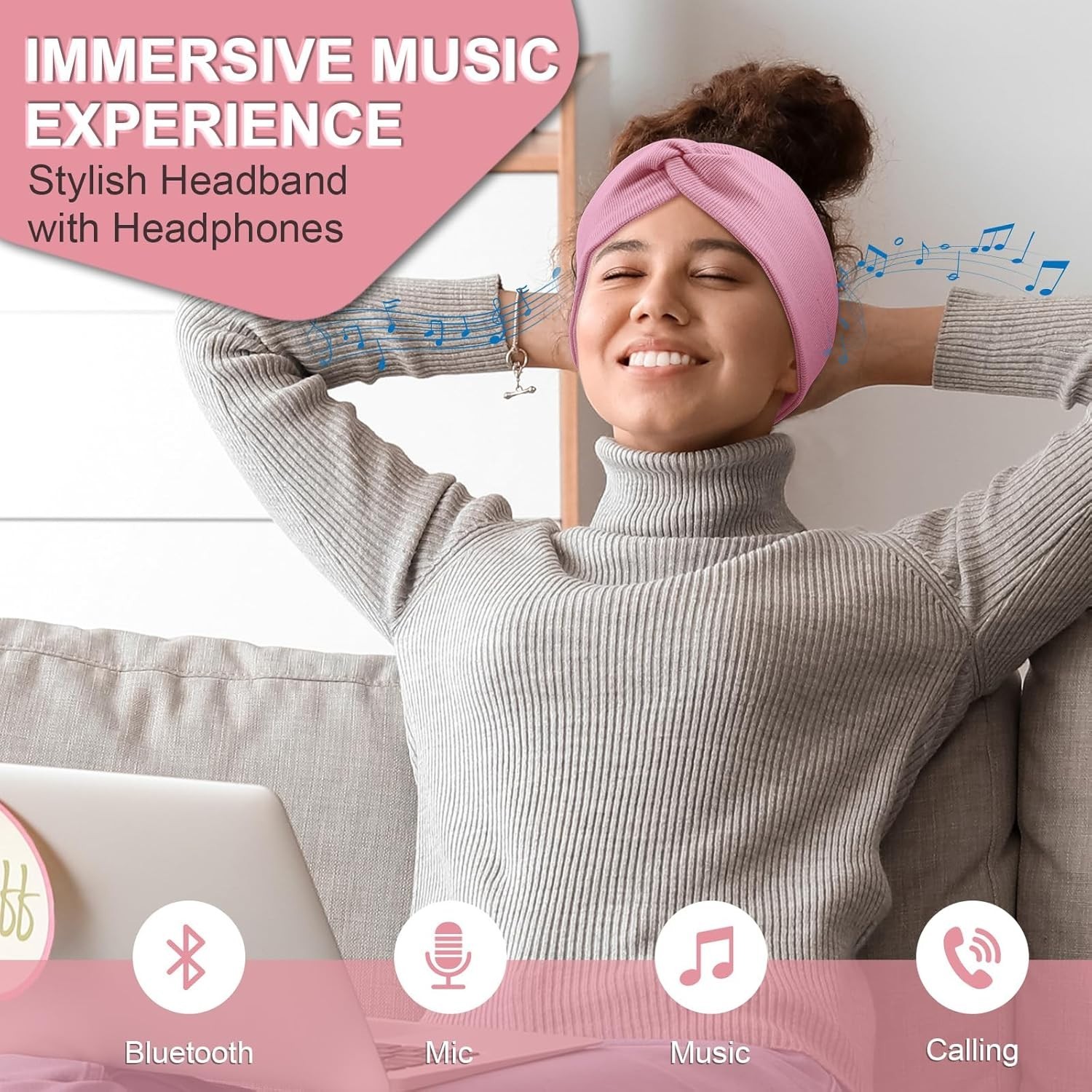 2-Pack Bluetooth Headband for Women with HD Speakers – Stylish Workout Essential