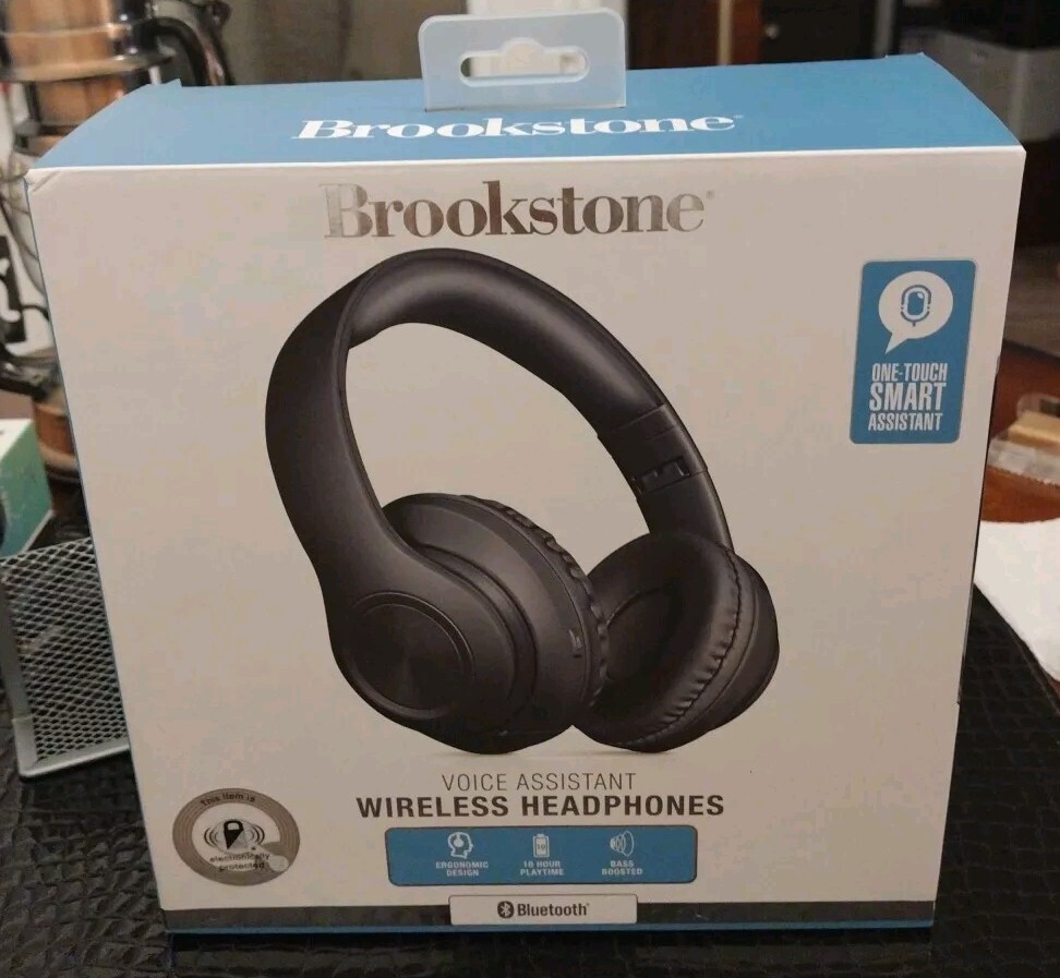 Brookstone Voice Assistant Wireless Bluetooth 5.0 Headphones HD Sound Bass Boost