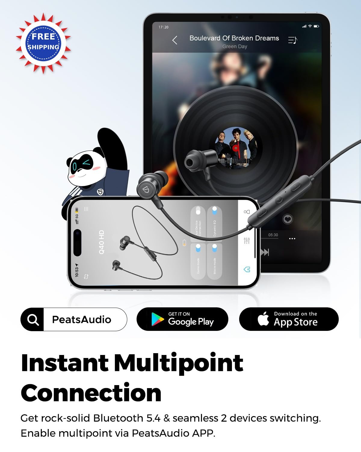 Sports Neckband Headphones SoundPEATS Q40 HD LDAC Hi Res Bluetooth Waterproof