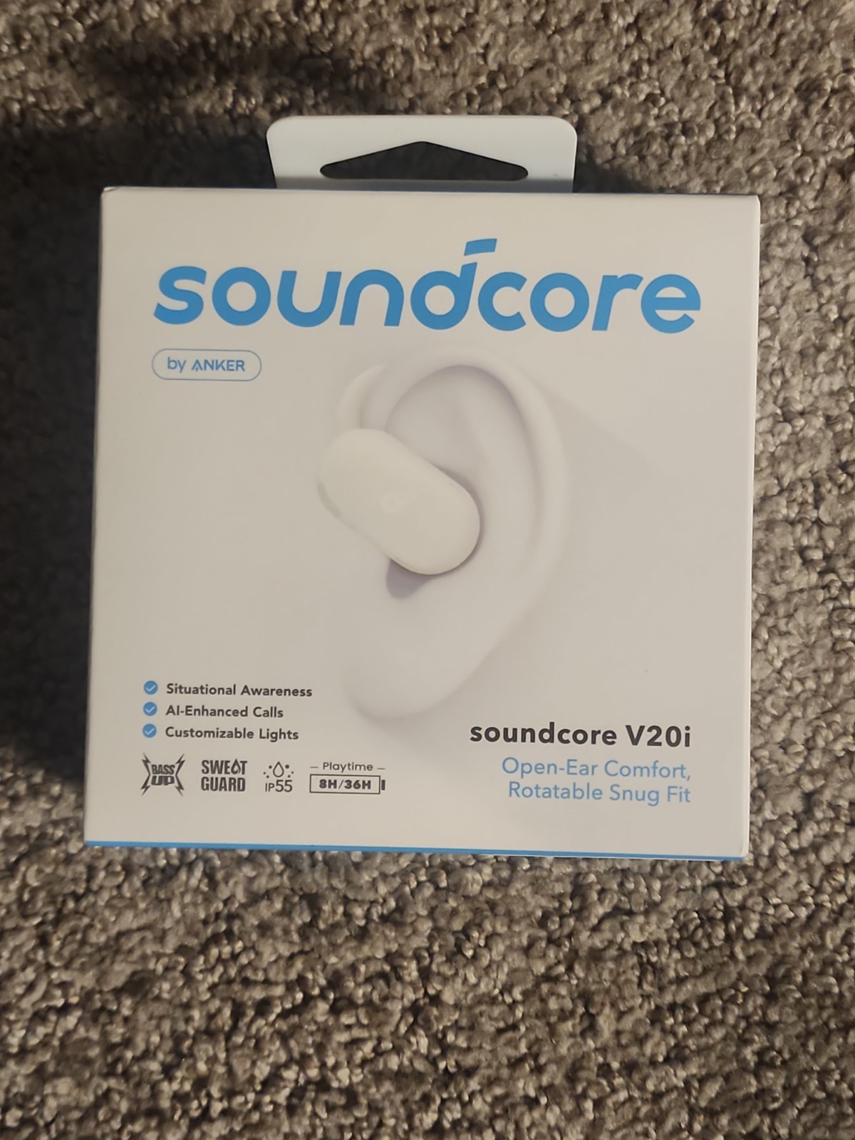 Anker Soundcore V20i Open Ear Wireless Earbuds Bluetooth IP55 White New