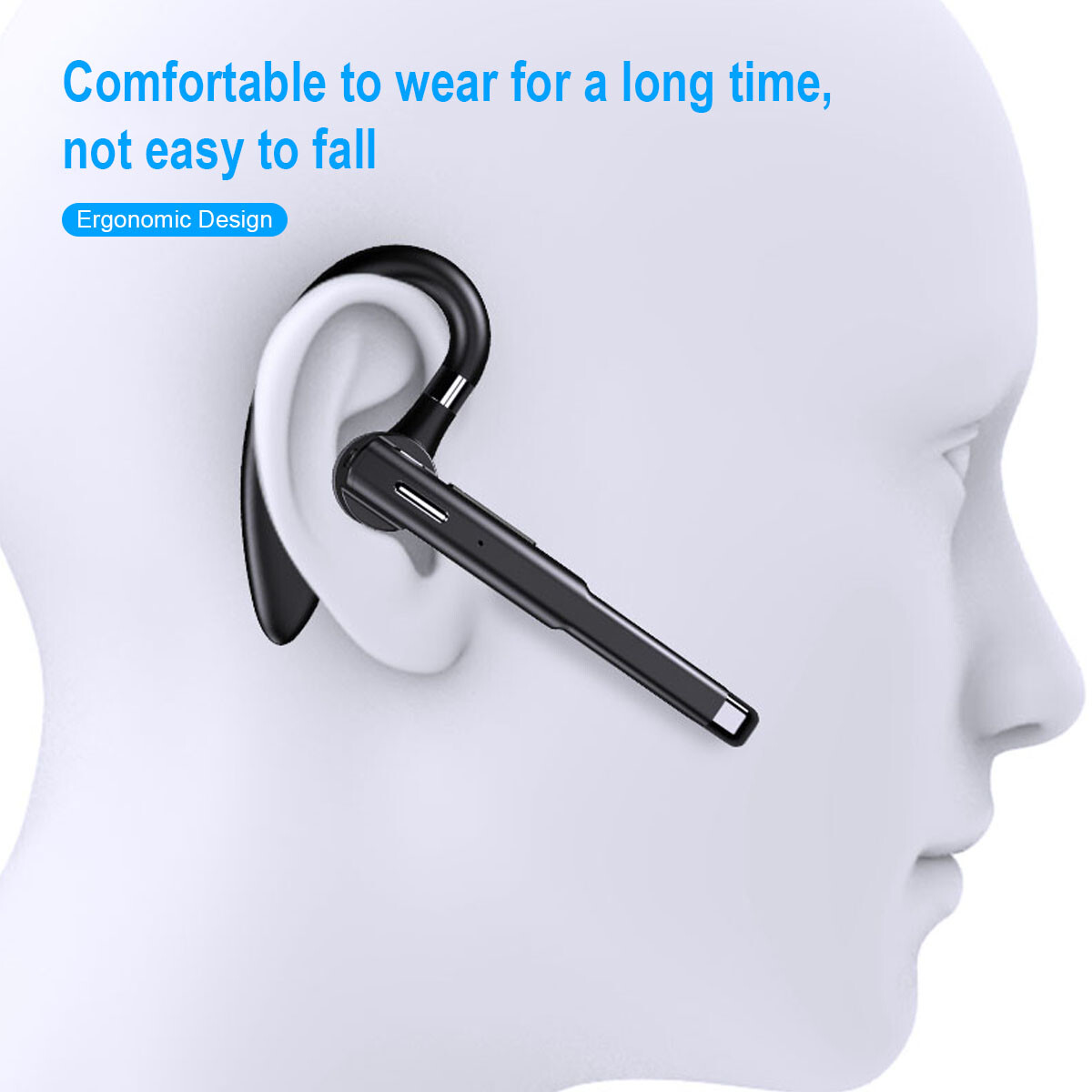 Earpiece Dual Mic Earbud Noise Cancelling Trucker Wireless Headset Bluetooth 5.1