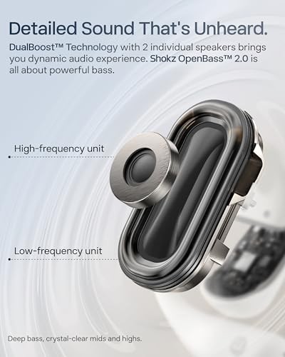 SHOKZ OpenFit 2+ Open-Ear Headphones Dolby Audio Black