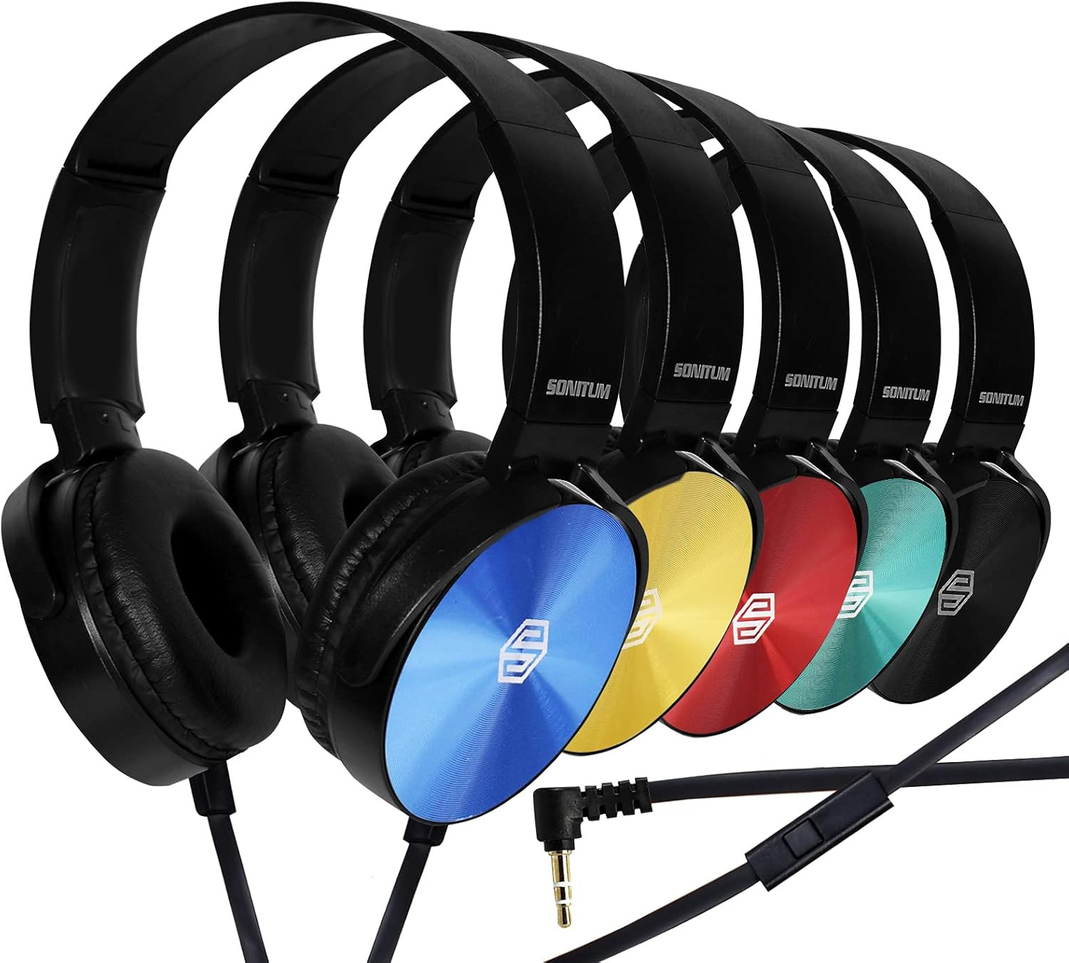 Classroom Headphones-Bulk 25-Pack, with Microphone Student on Ear Comfy Swivel E