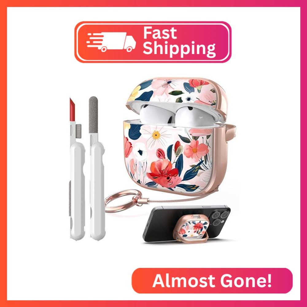 TATOFY Lock Case for Airpods 4 Case, Flowers Hard iPod 4th Cover for Women Girls