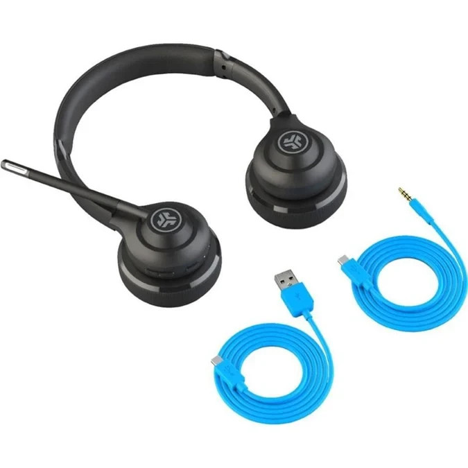 JLAB Go Work BLK4 Wireless Or Wired Microphone Office Headset Black