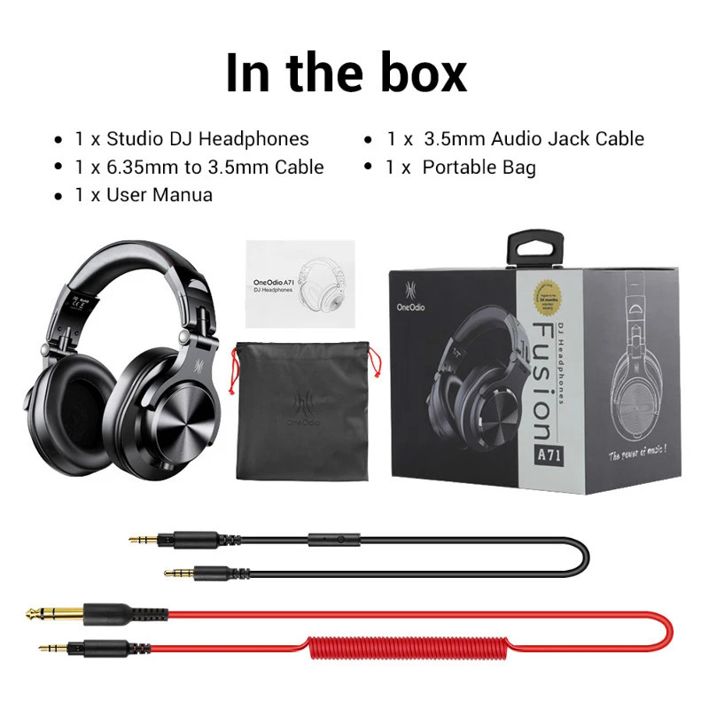 Oneodio A71 Studio Headphones DJ Monitor Gaming 40mm Drivers Dual Cable 32Ω