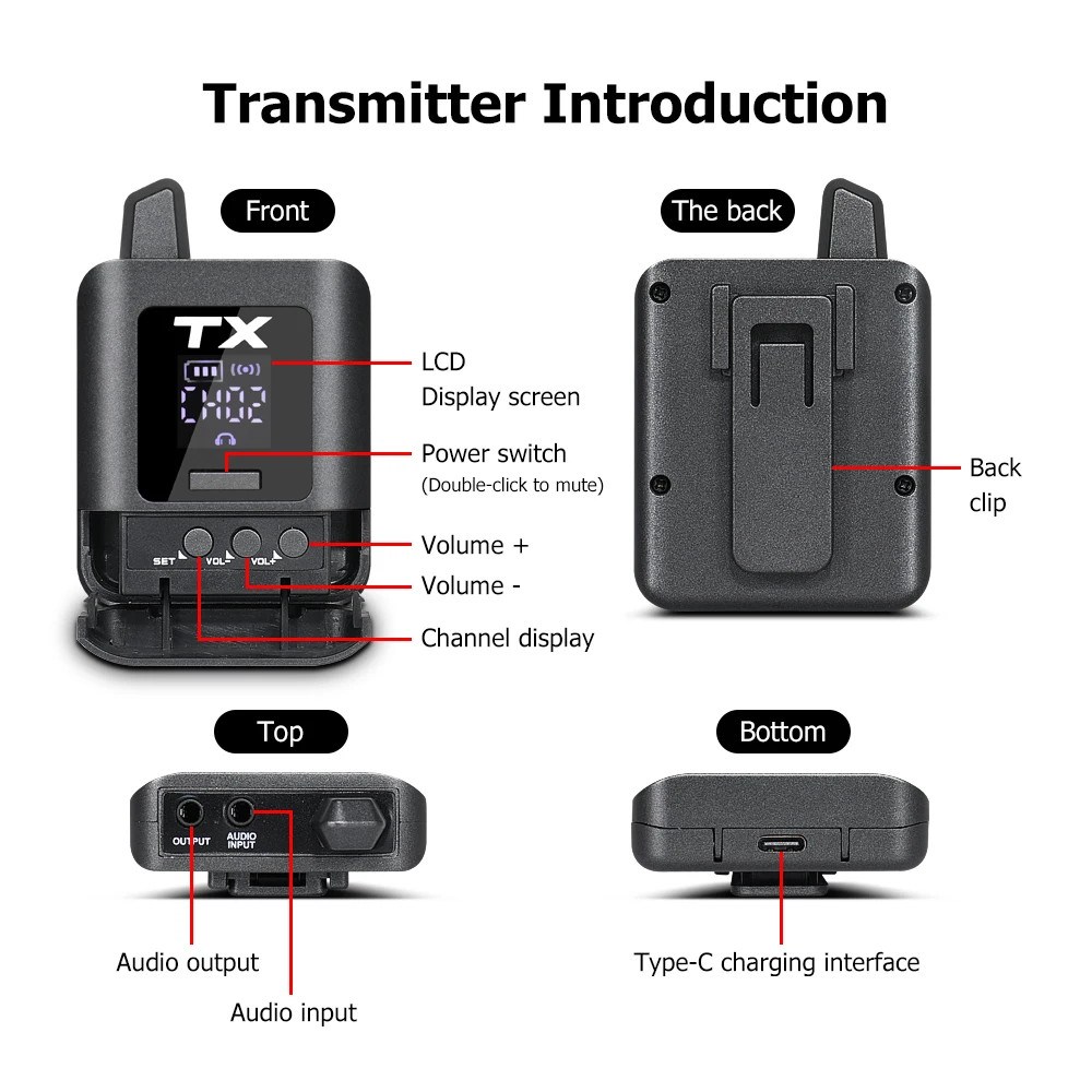 2.4G Digital Stereo in Ear Monitor System Stable Wireless Transmission Low Laten