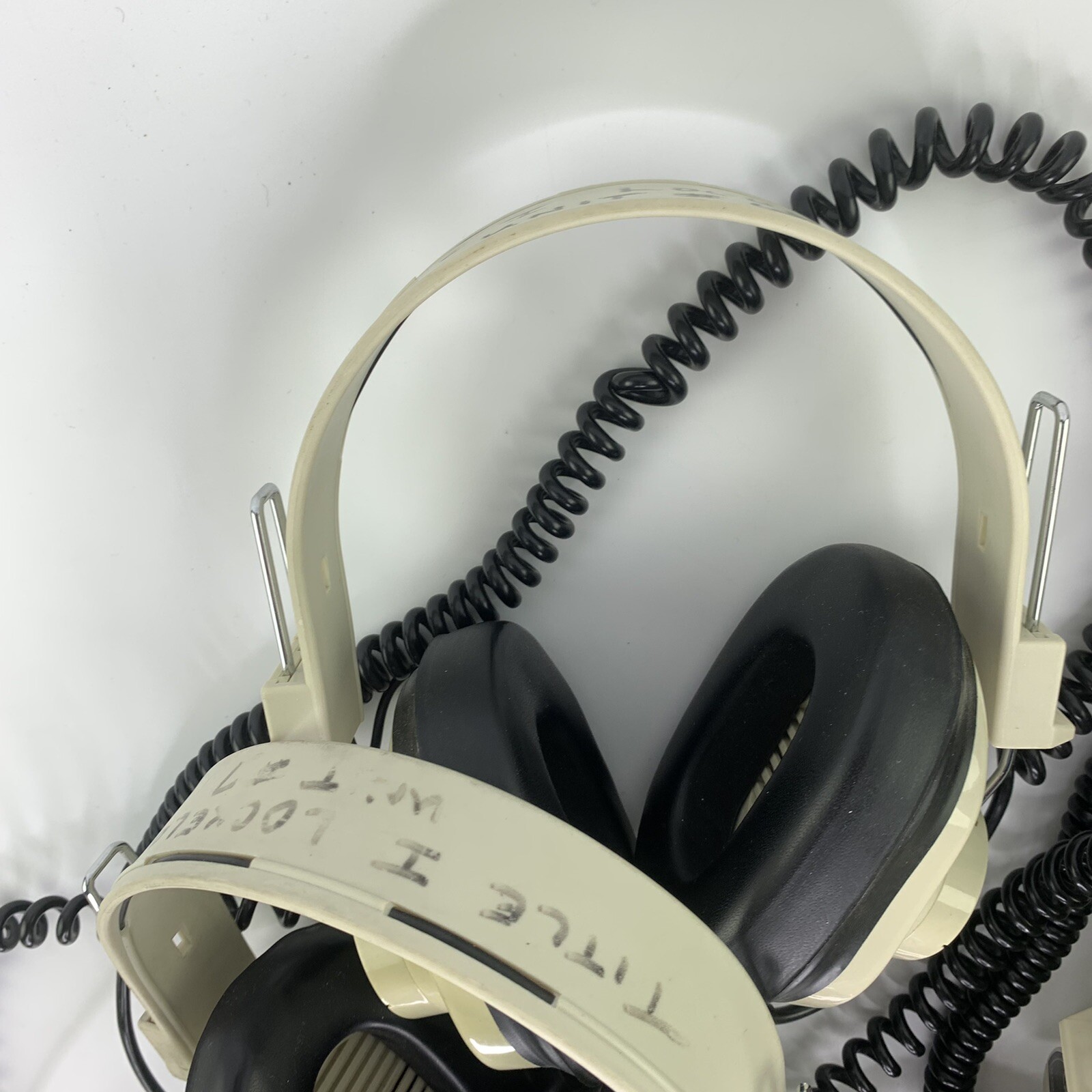6 x Califone 2924AV-P Beige Mono Headphones 6’ coiled cord and 1/4″ Plug