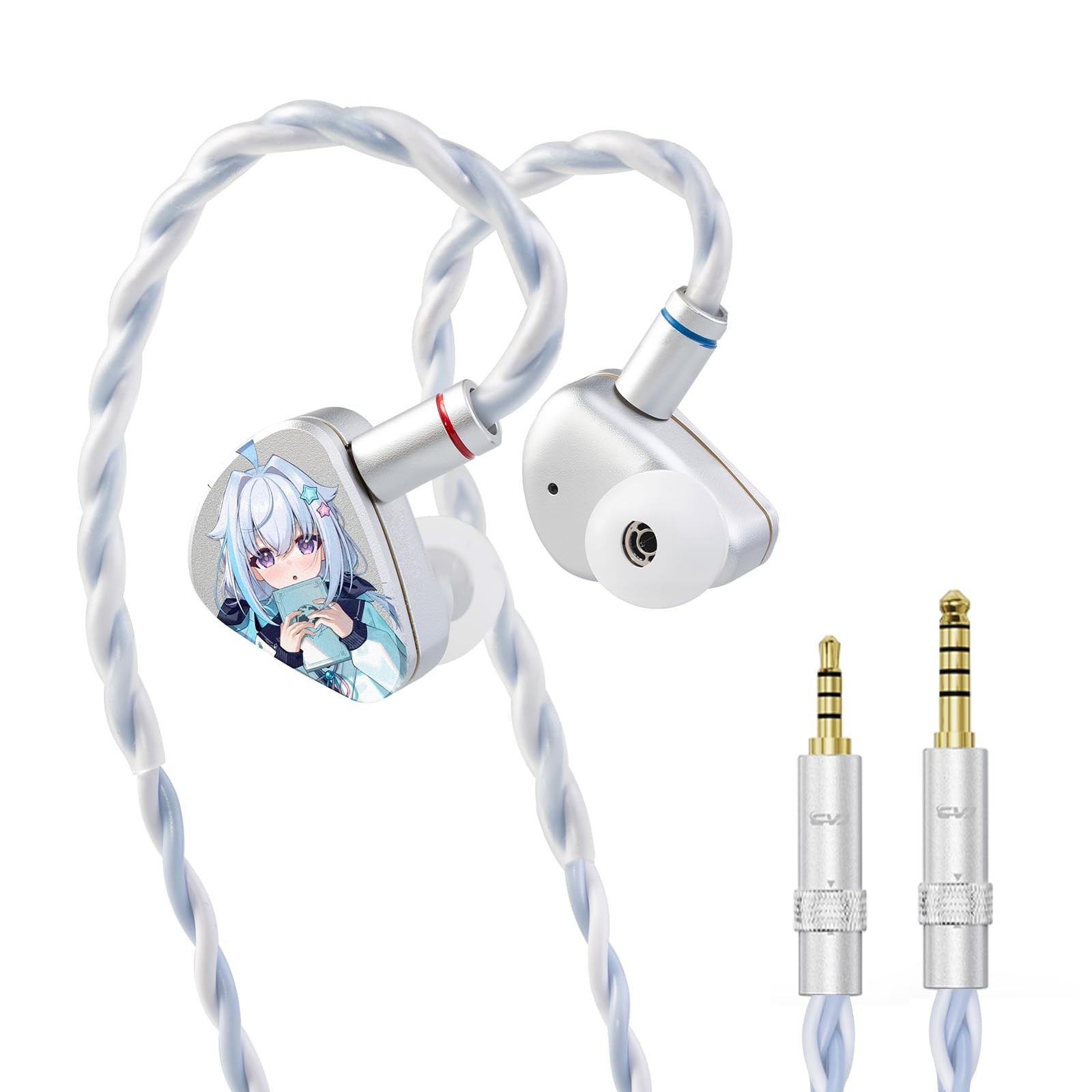 HiFi Anime Pattern In-Ear Monitor Headphones, 2DD+1BA Wired Earbuds, Bass IEMs,