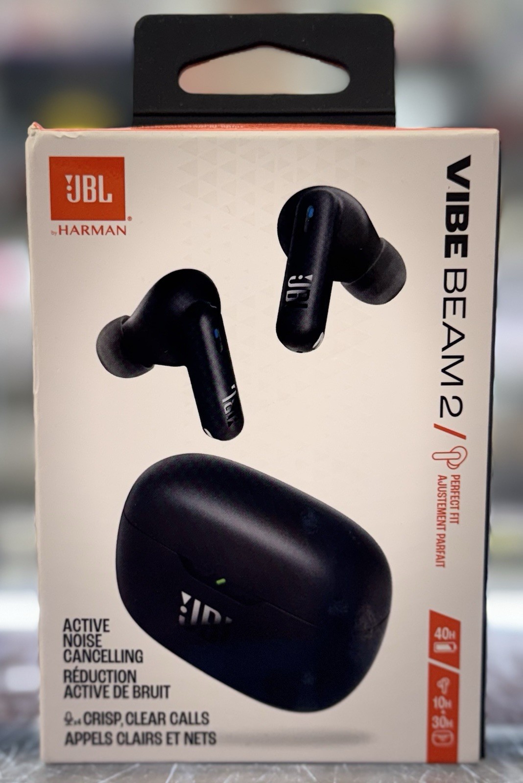 JBL Vibe Beam 2 Wireless Active Noise Cancelling Earbuds Black, NEW IN BOX