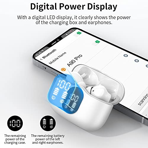 Wireless Earbuds Bluetooth 5.4 Headphones Bass Stereo Ear Buds with Noise White