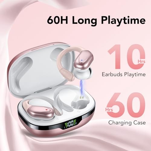Ear buds Wireless Earbuds Bluetooth 5.3 Headphones 60hrs Playtime with Rose