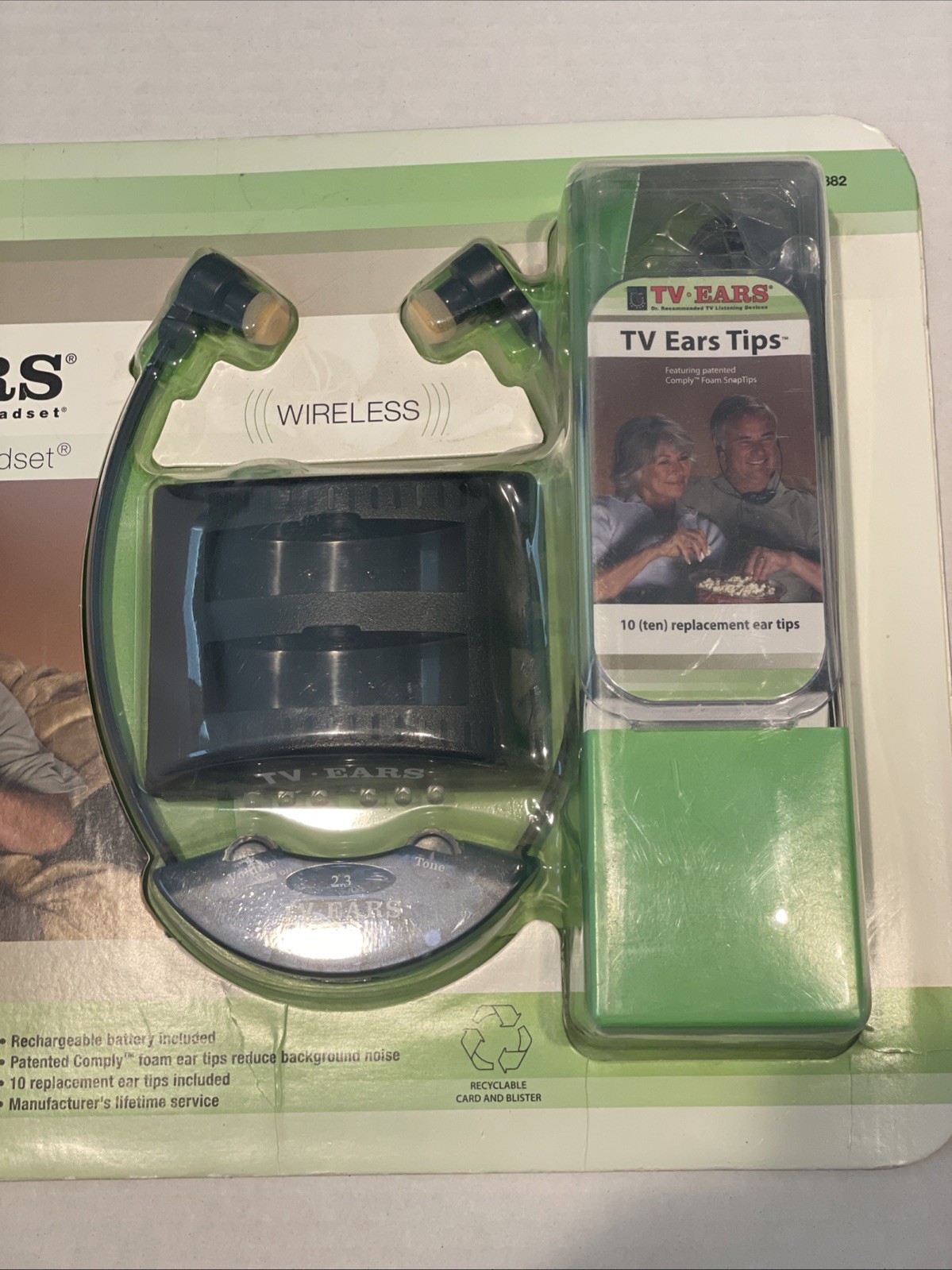 TV Ears Noise Reduction TV Headset Wireless Rechargeable Battery 427882 Sealed