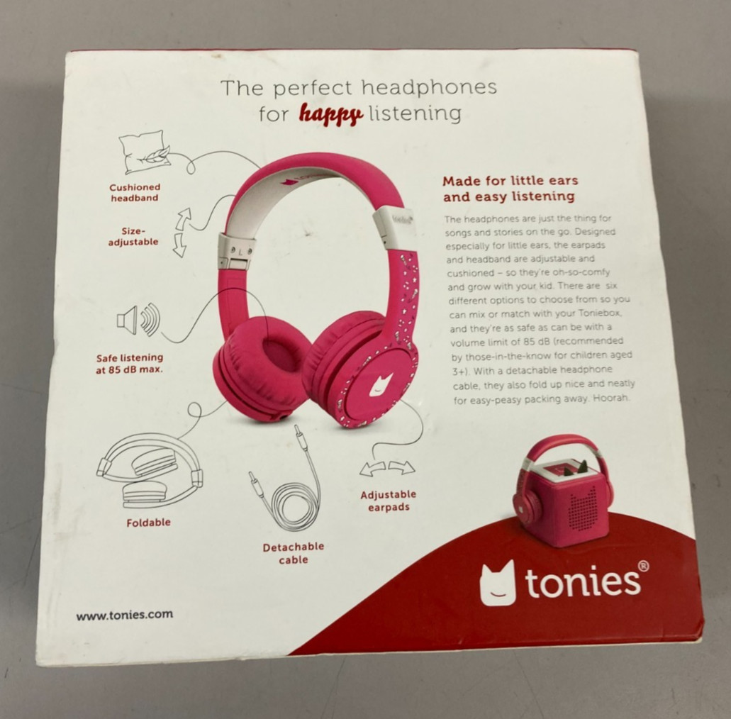Tonies Kids Safe Foldable Headphones On-Ear Audio 85dB Wired 3.5mm – Pink
