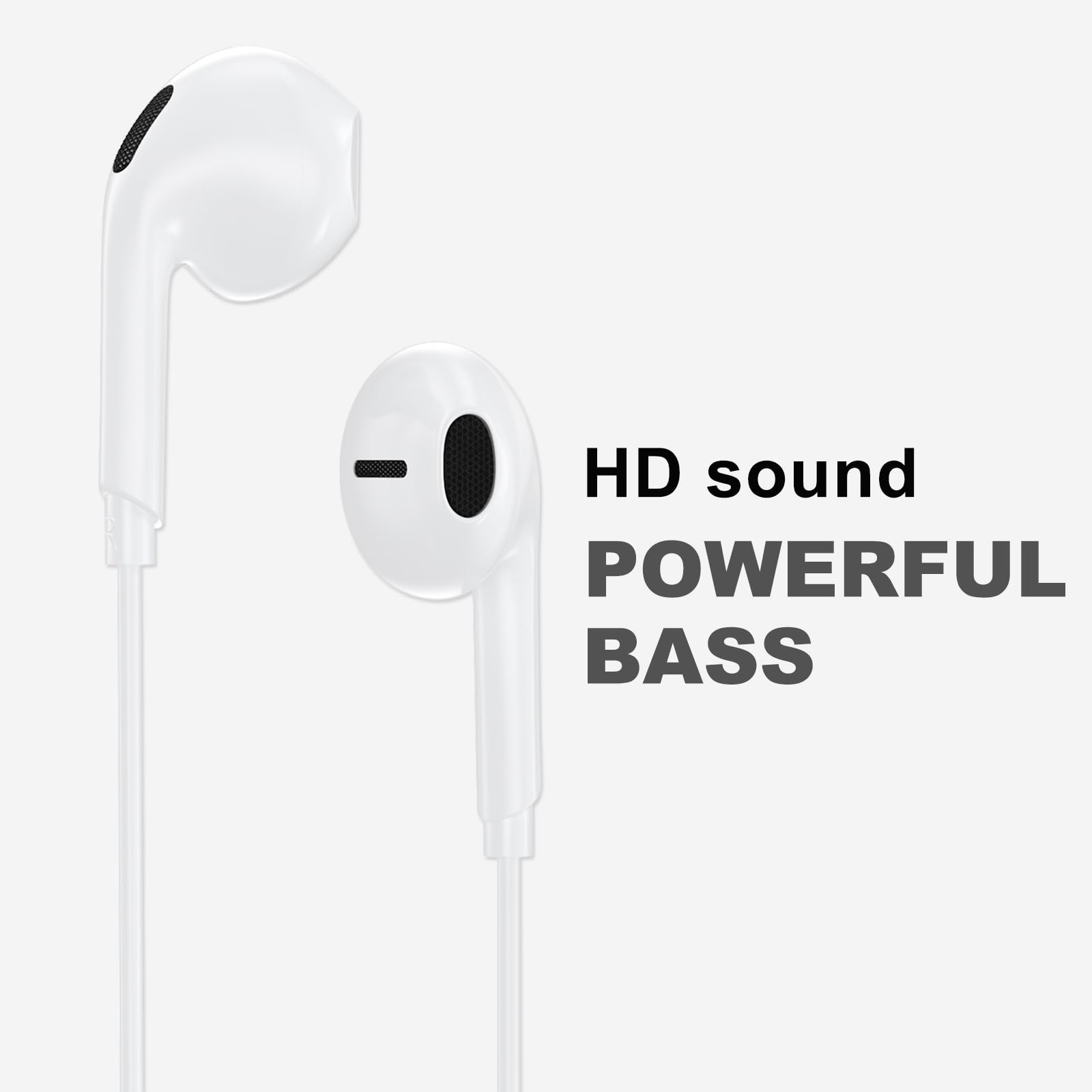 2 Pack USB C Wired Earbuds for iPhone 17/16/15 Pro Max Plus Standard, White