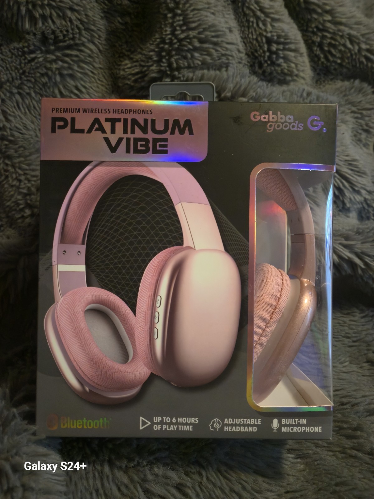 New Platinum Vibes Wireless Bluetooth Headphones Pink Microphone Adjustable
