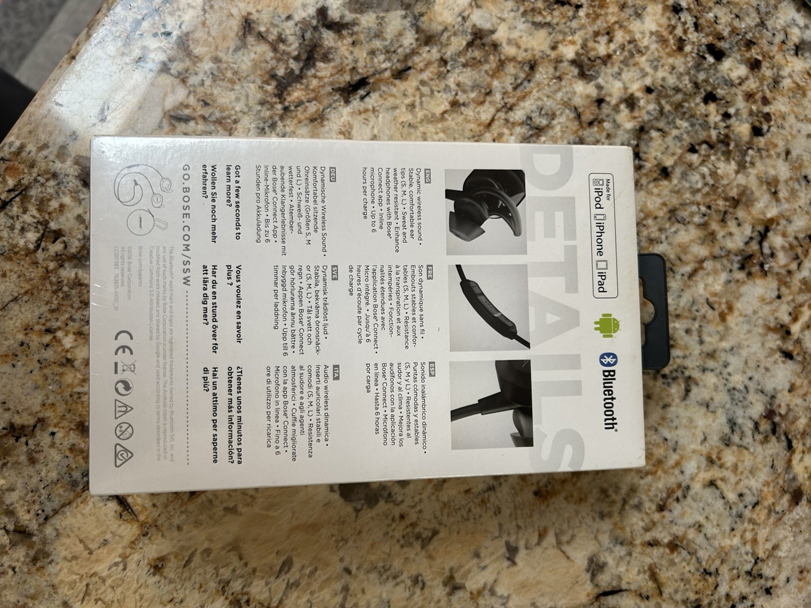 Bose SoundSport Earbuds Wireless In Ear Sweat Weather Resistant Black Sealed
