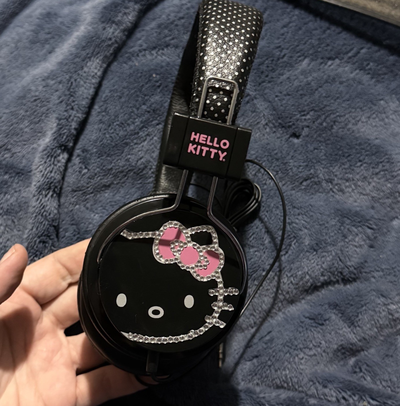 2014 Sakar Hello Kitty Black Wired Over-Ear Headphones 3.5mm Sanrio Tested