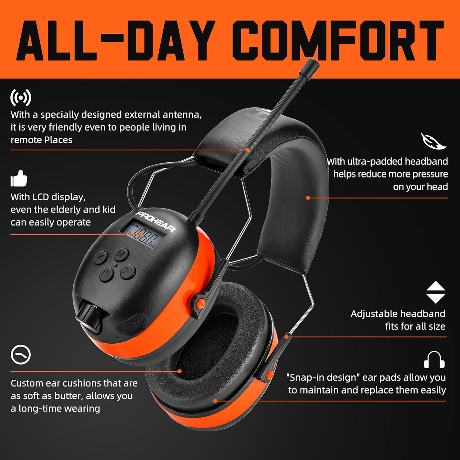 Bluetooth Hearing Protection AM FM Radio Ear Muffs Noise Reduction 31dB