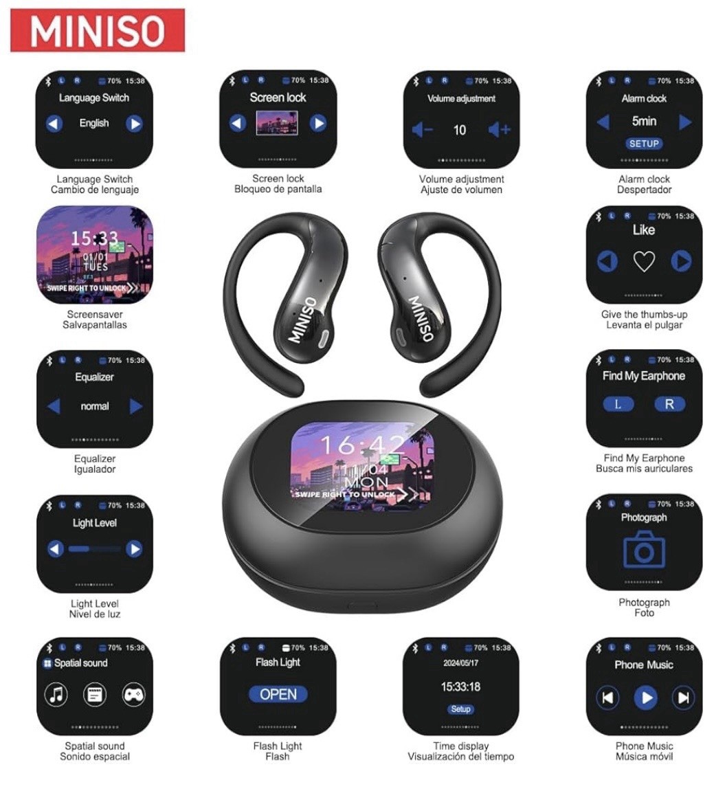 MINISO MS188 Wireless Earbud High Def Voice Open Ear AI 150 Language Translation